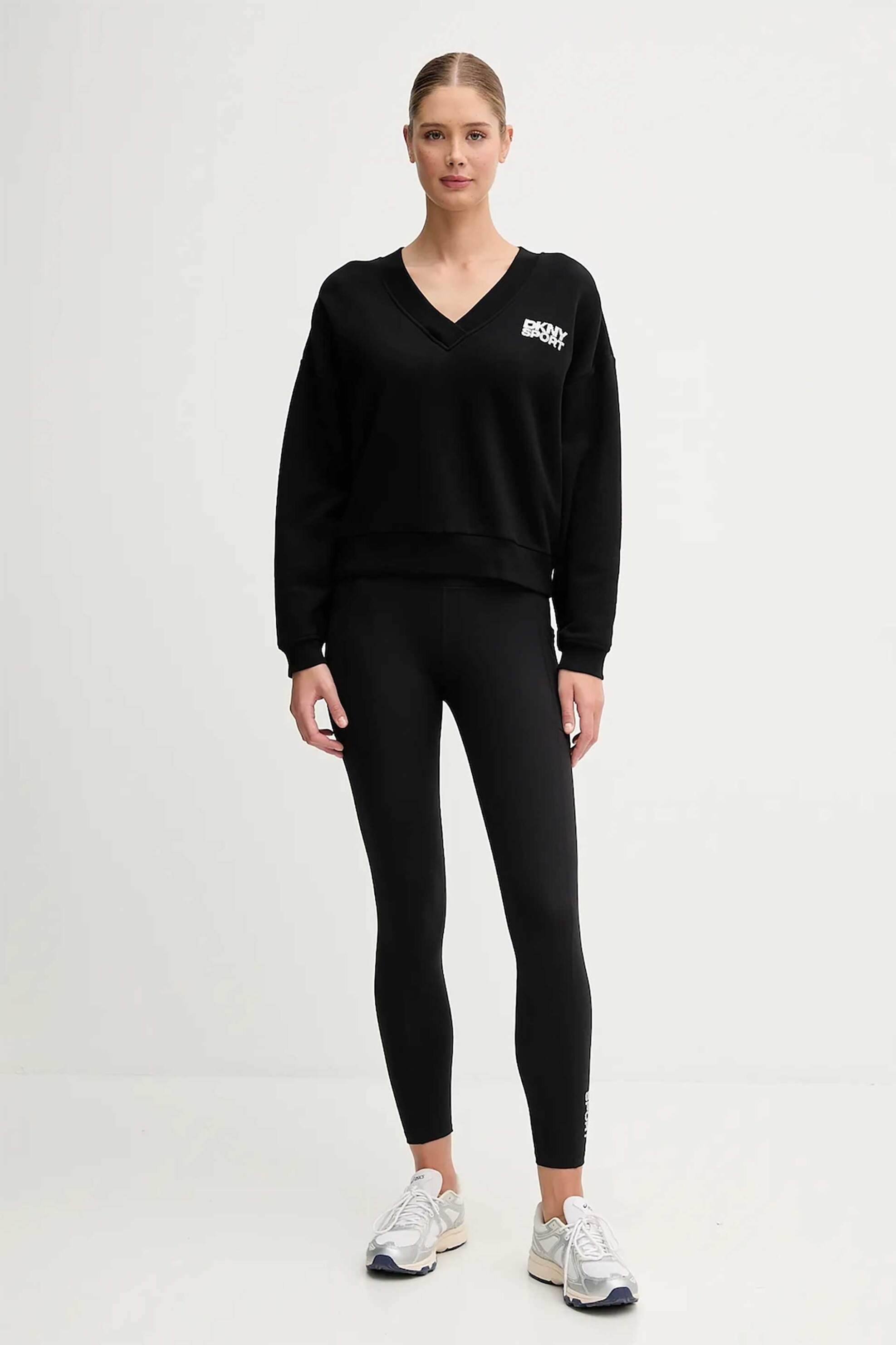 DKNY γυναικεία μπλούζα φούτερ μονόχρωμη με λογότυπο - DP5T1279 Μαύρο φωτογραφία