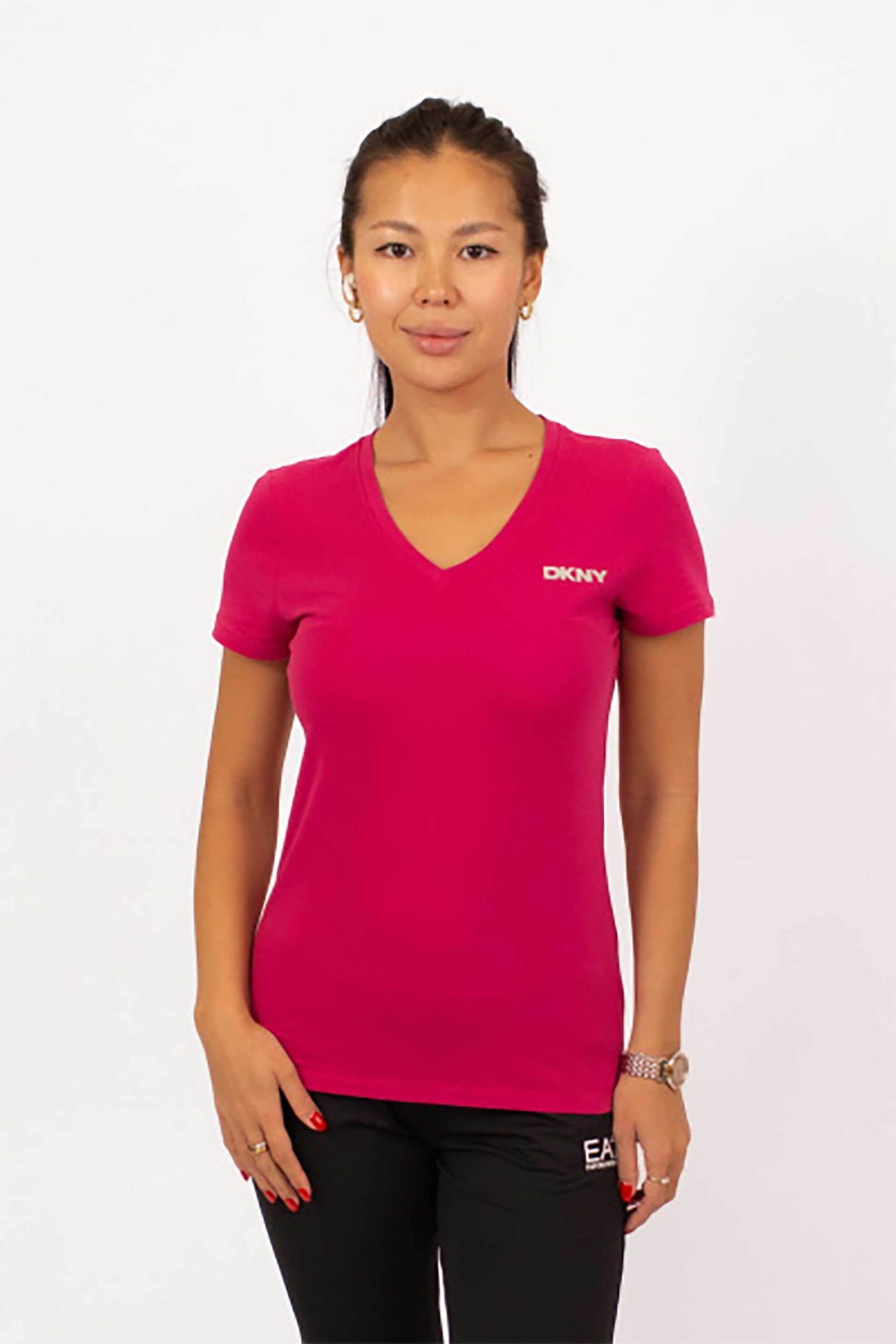 DKNY γυναικείο T-Shirt με λογότυπο μονόχρωμο - DP5T1335 Φούξια