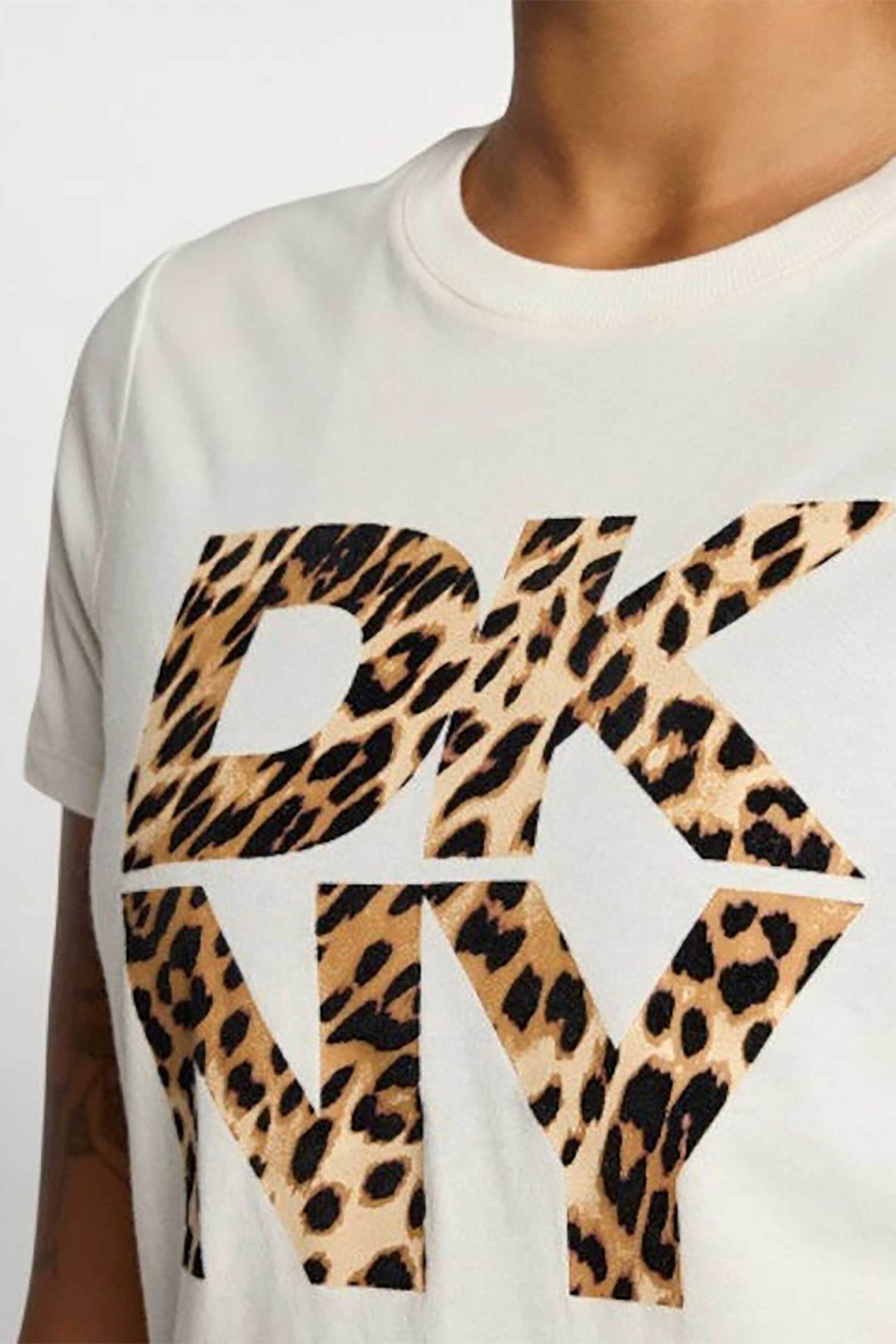 DKNY γυναικείo T-Shirt με animal print και λογότυπο - DP5T1364 Λευκό φωτογραφία