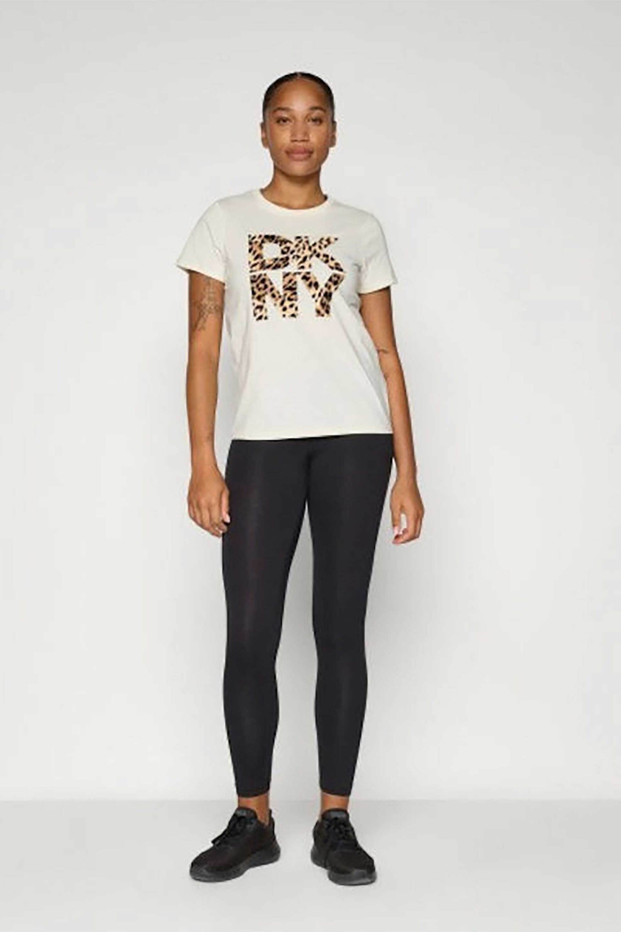 DKNY γυναικείo T-Shirt με animal print και λογότυπο - DP5T1364 Λευκό φωτογραφία