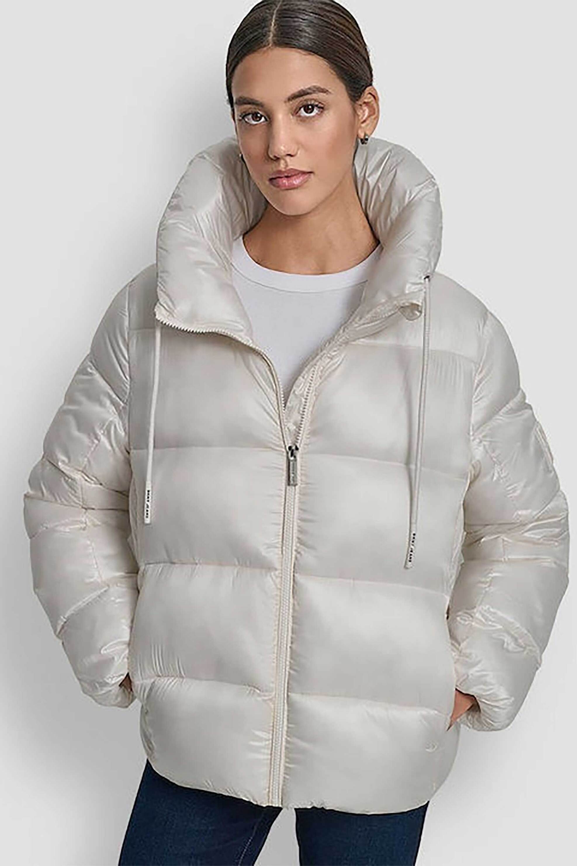 DKNY γυναικείο μπουφάν καπιτονέ με ψηλό λαιμό - DJ5J6113 Μπεζ