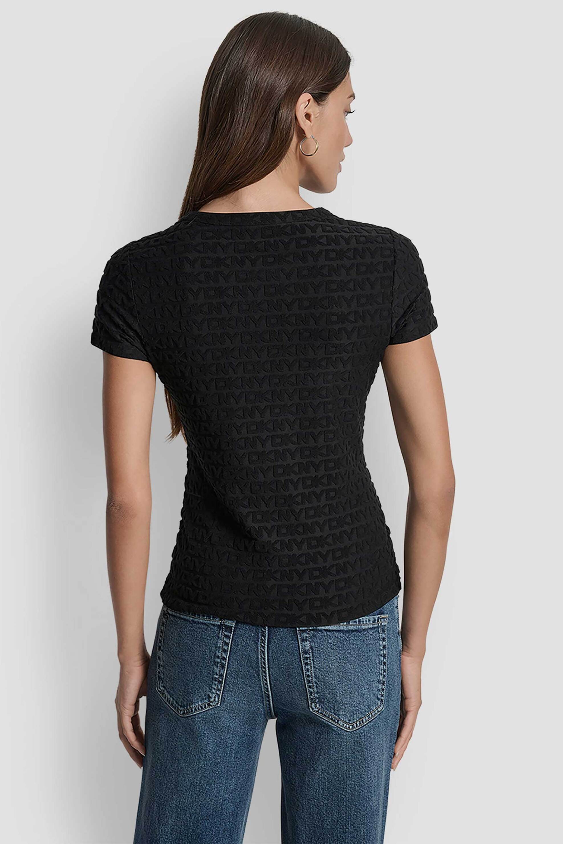 DKNY DKNY γυναικεία μπλούζα με all-over logo print μονόχρωμη - DJ5T1571 Μαύρο - 4