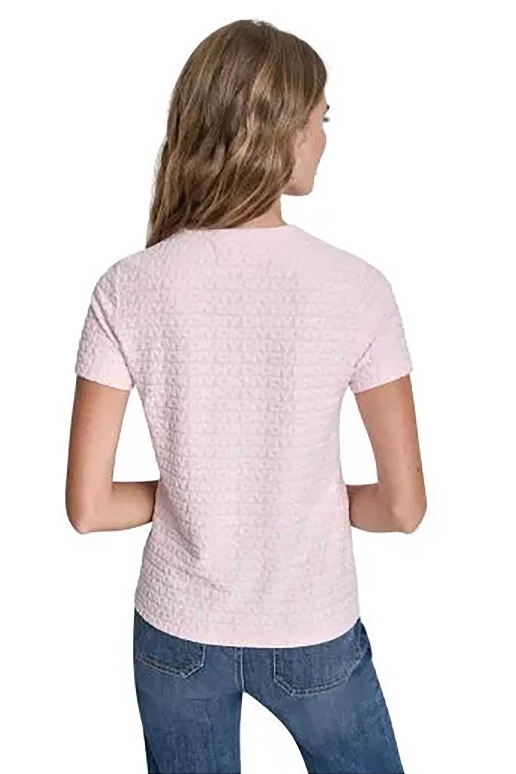 DKNY γυναικεία μπλούζα με all-over logo print μονόχρωμη - DJ5T1571 Ροζ