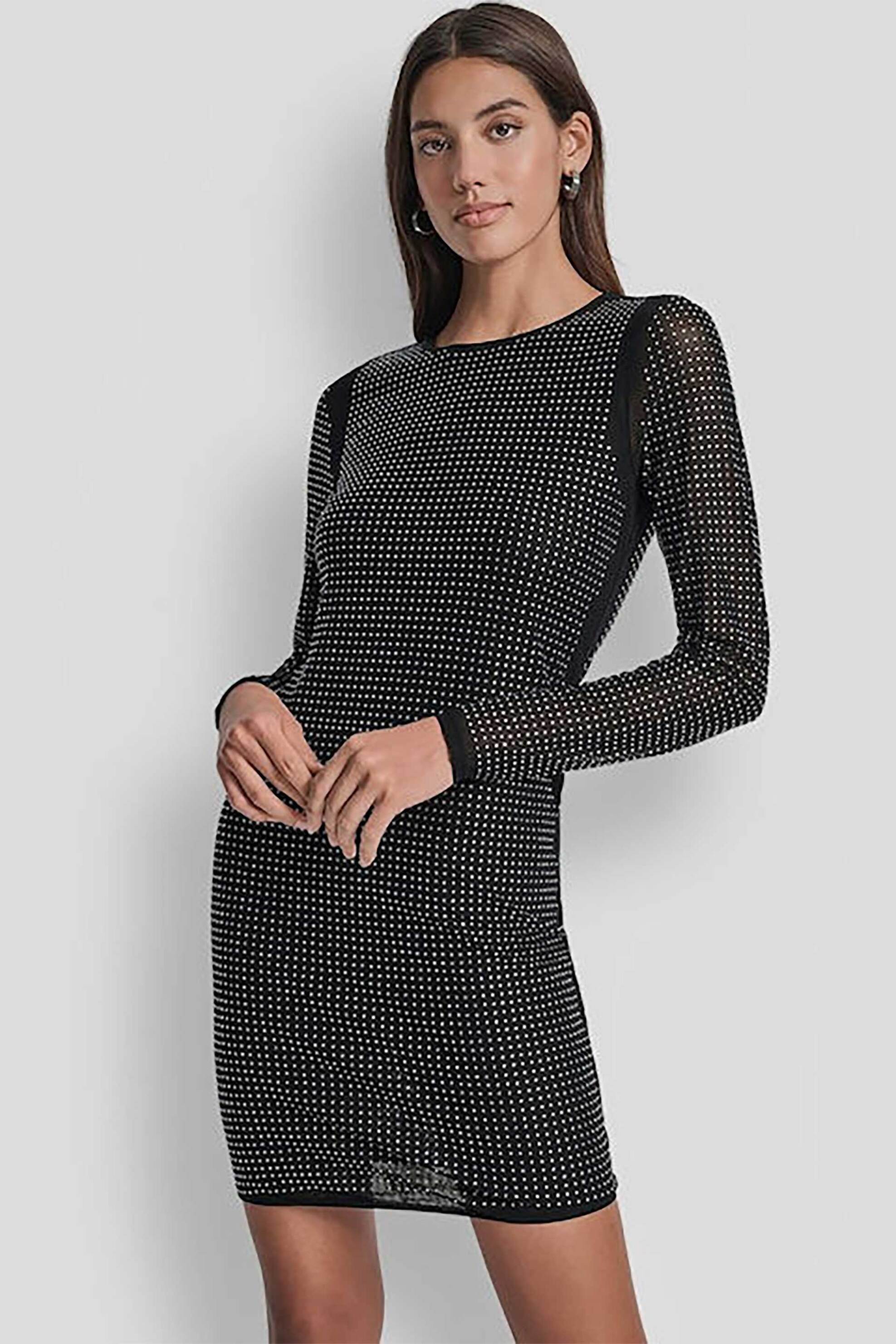 DKNY γυναικείο mini φόρεμα με στρας Slim Fit - DJ5D9132 Μαύρο