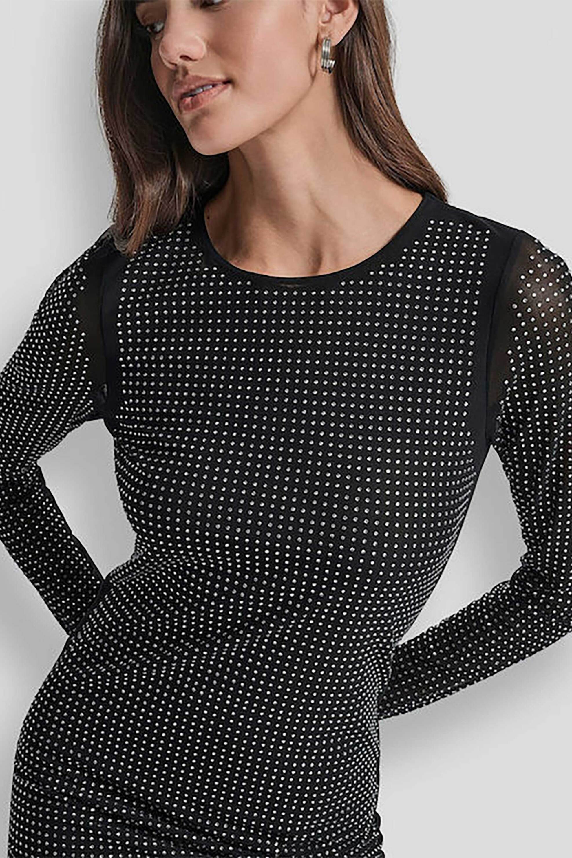 DKNY DKNY γυναικείο mini φόρεμα με στρας Slim Fit - DJ5D9132 Μαύρο - 3