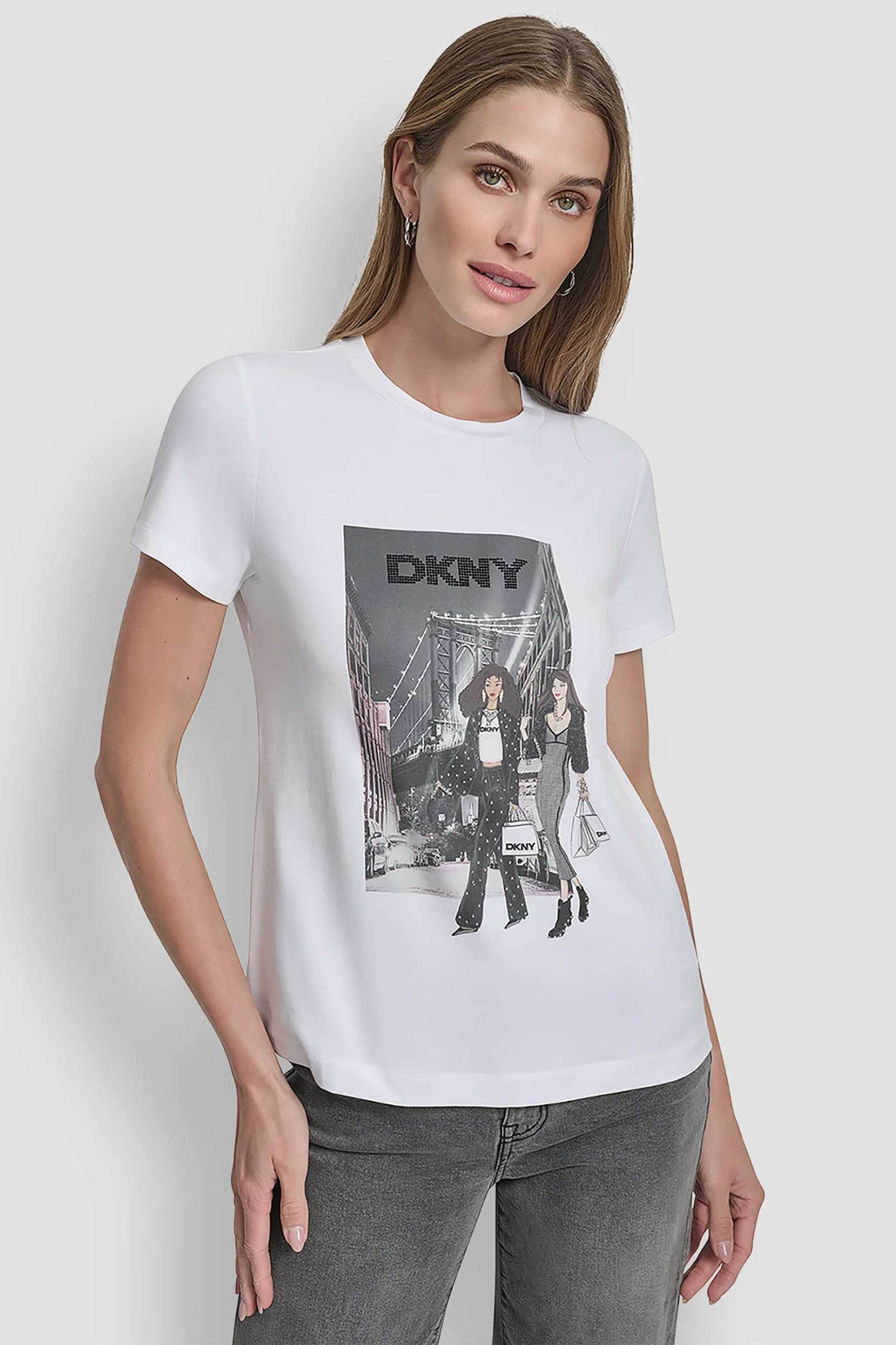 DKNY γυναικείο T-shirt με graphic print - P5MOHWNA Λευκό