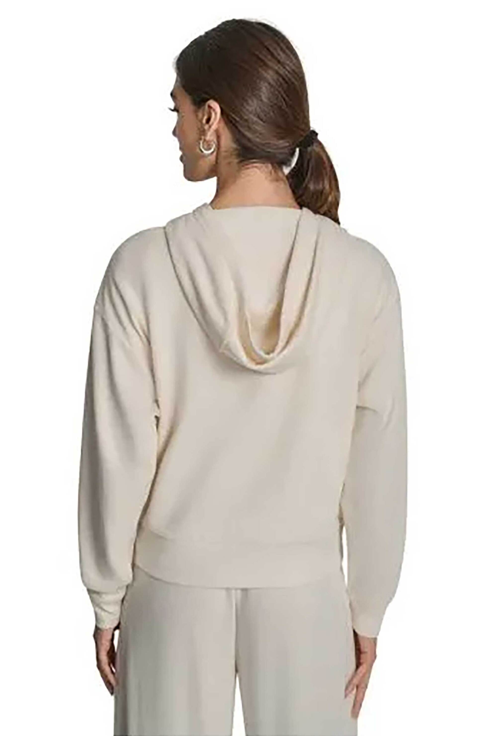 DKNY γυναικεία ζακέτα φούτερ με κουκούλα και παγιέτες - DJ6J6124 Εκρού φωτογραφία