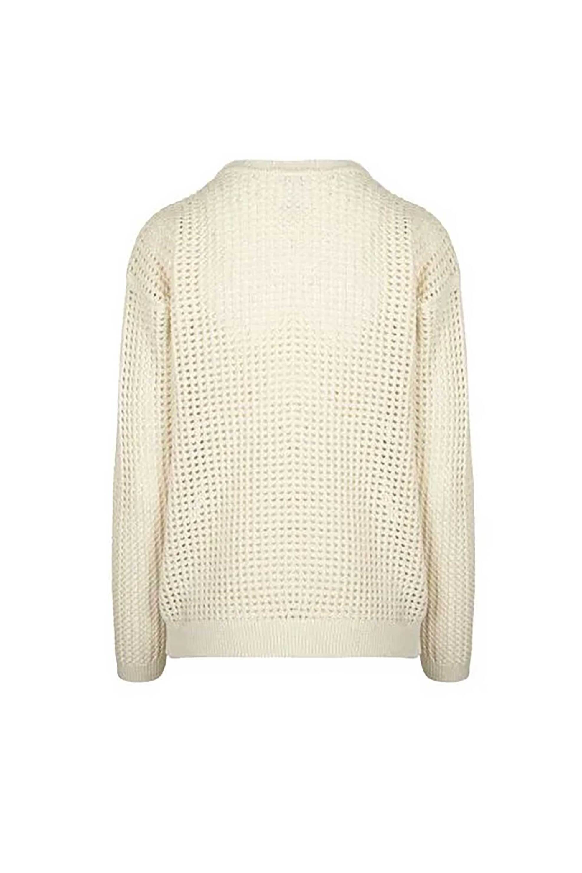 DKNY γυναικείο πουλόβερ με διάτρητο σχέδιο και λογότυπο - DJ6R0962 Εκρού φωτογραφία