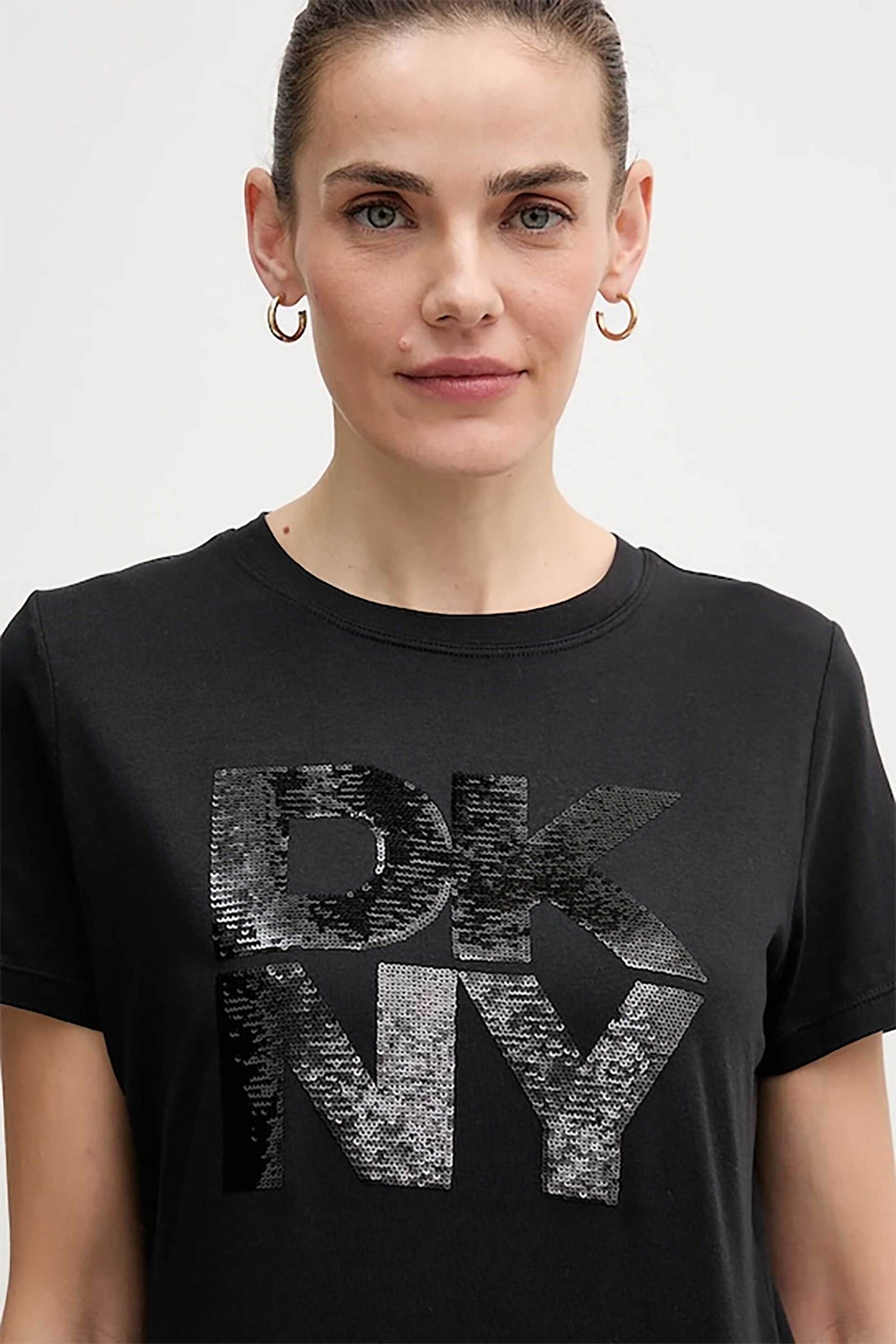 DKNY DKNY γυναικείο T-shirt με logo print απο στρας - DJ6T1684 Μαύρο - 2