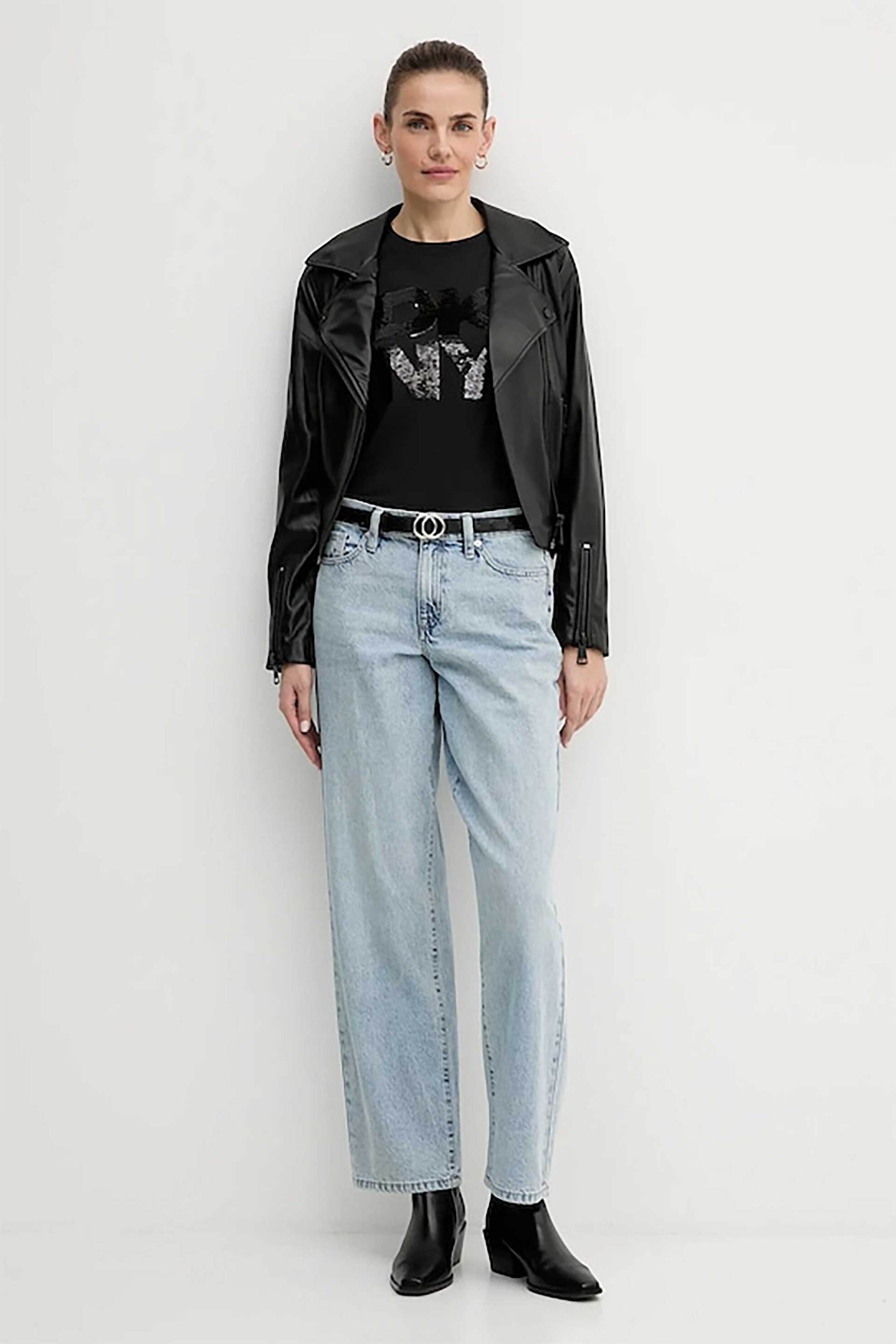 DKNY DKNY γυναικείο T-shirt με logo print απο στρας - DJ6T1684 Μαύρο - 3