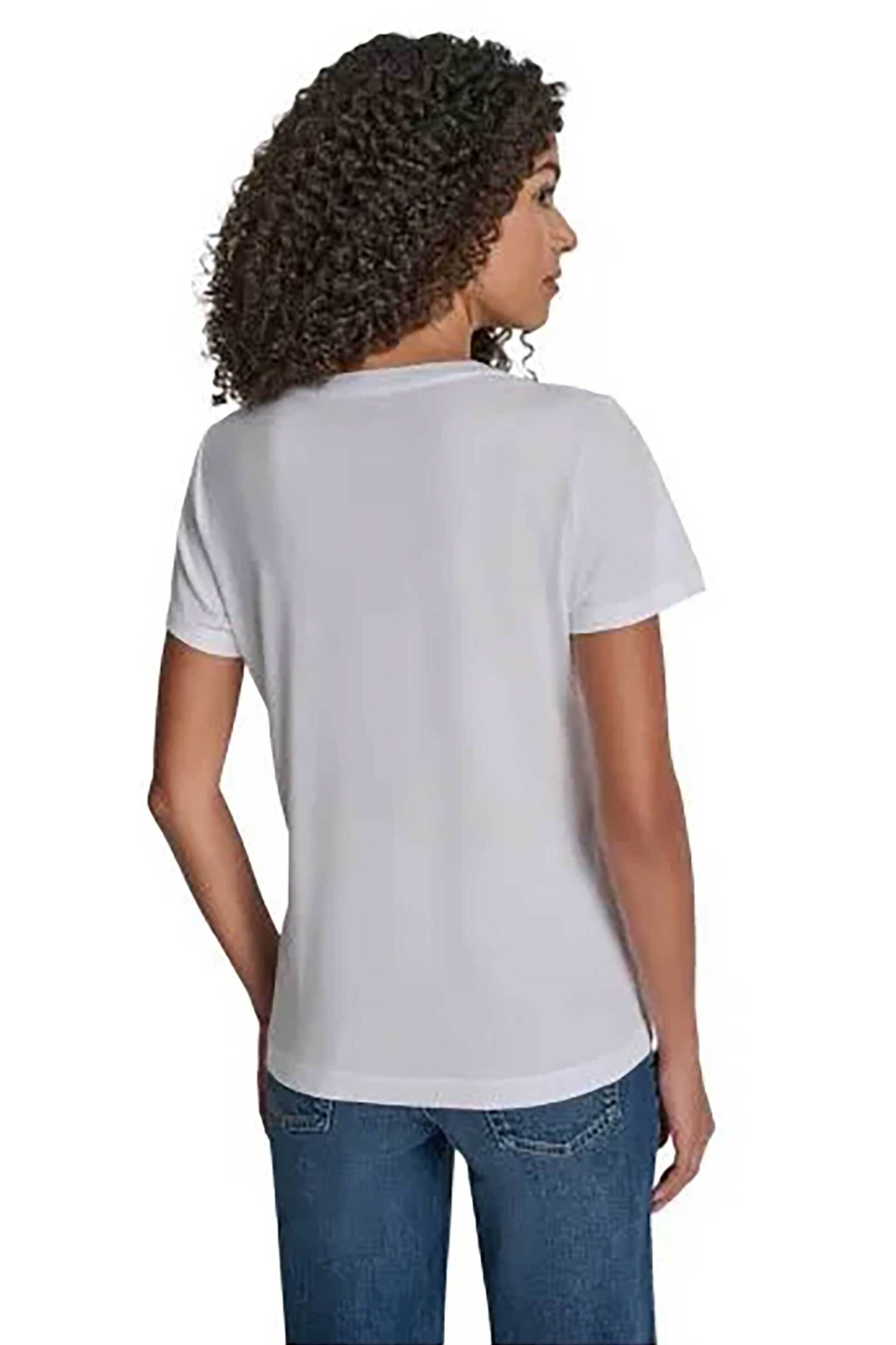 DKNY DKNY γυναικείο T-shirt με logo print απο στρας - DJ6T1684 Λευκό - 3