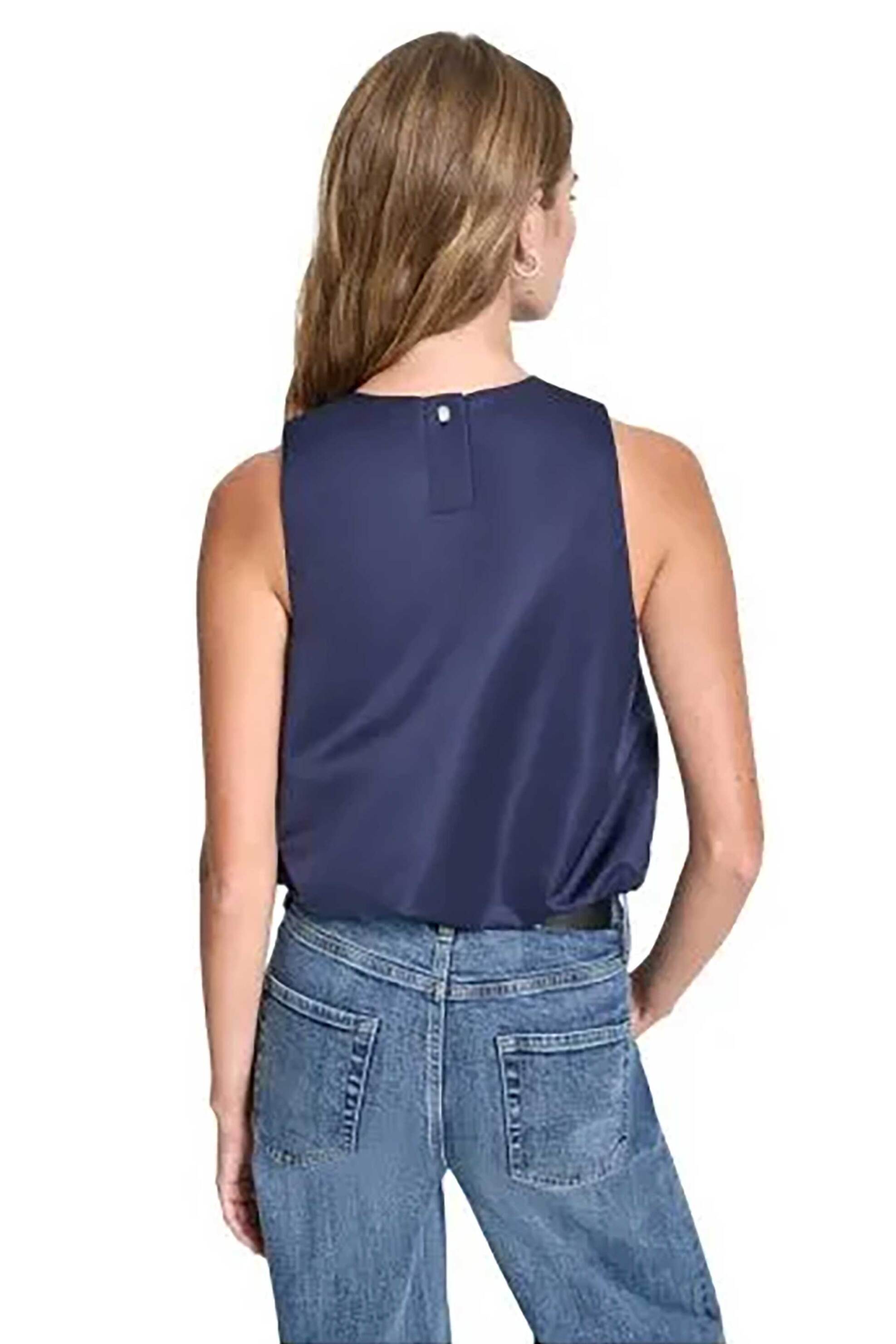 DKNY DKNY γυναικεία αμάνικη μπλούζα με κεντημένο λογότυπο - DJ6W2193 Σκούρο Μπλε - 3