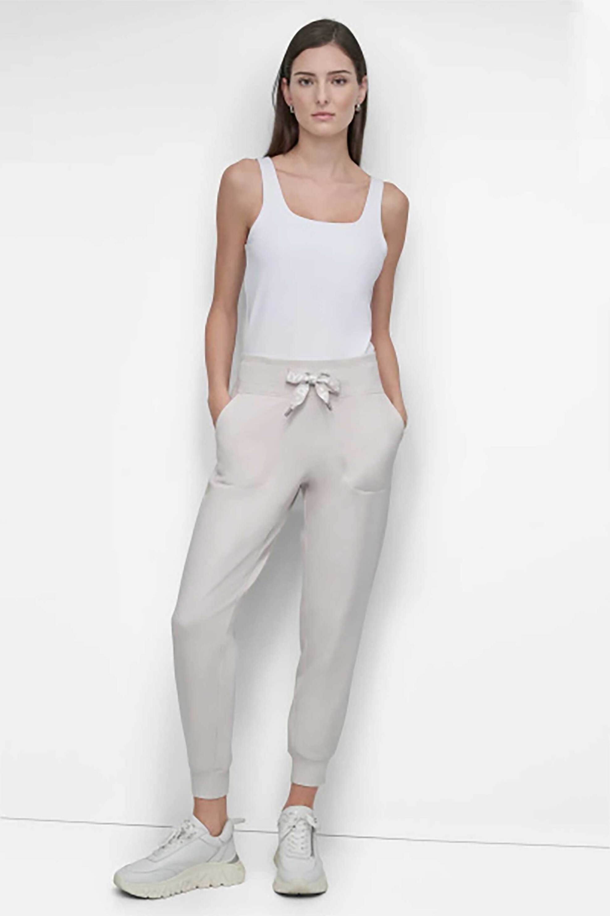 DKNY γυναικείο παντελόνι φόρμας μονόχρωμο - DP5P3496 Κρέμ