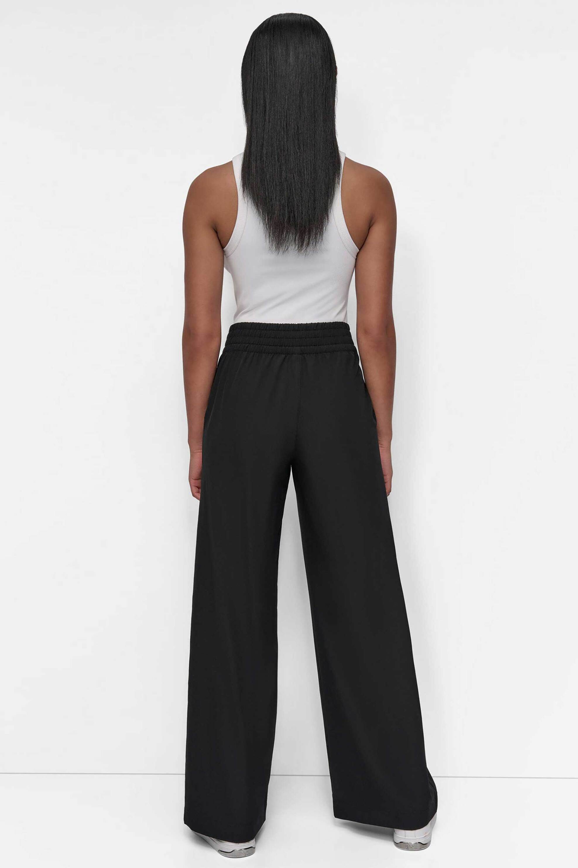 Dkny Γυναικείο Παντελόνι Μονόχρωμο με Ελαστική Μέση Wide Leg - Dp5P3686 Μαύρο