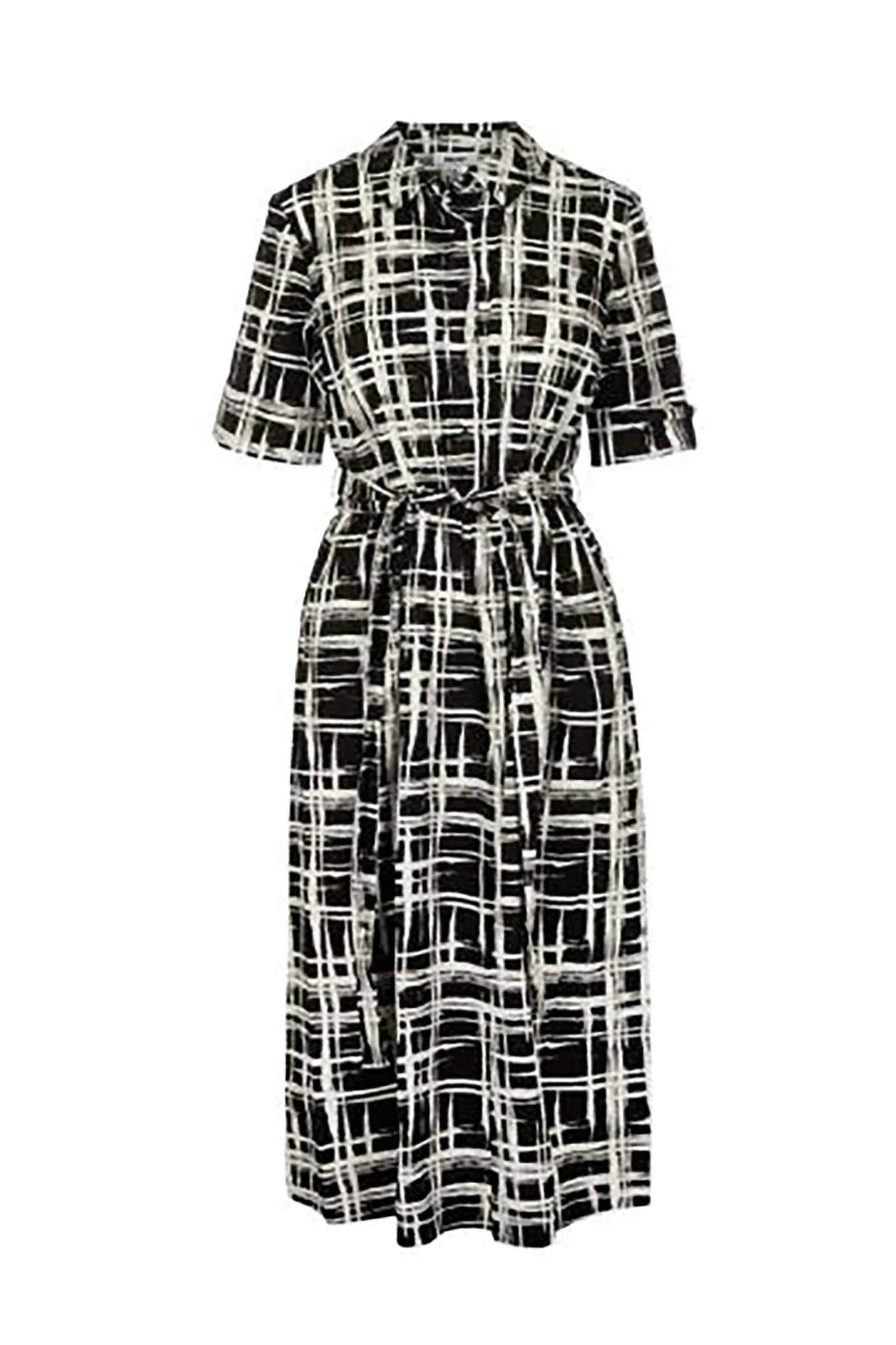 DKNY γυναικείο midi φόρεμα σεμιζιέ με all-over print - DD5A1120 Ασπρόμαυρο