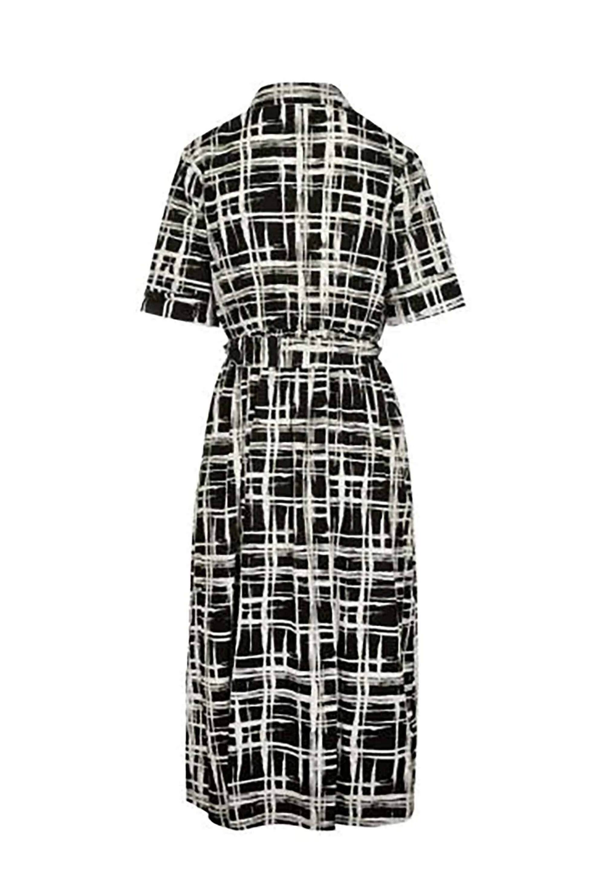 DKNY γυναικείο midi φόρεμα σεμιζιέ με all-over print - DD5A1120 Ασπρόμαυρο