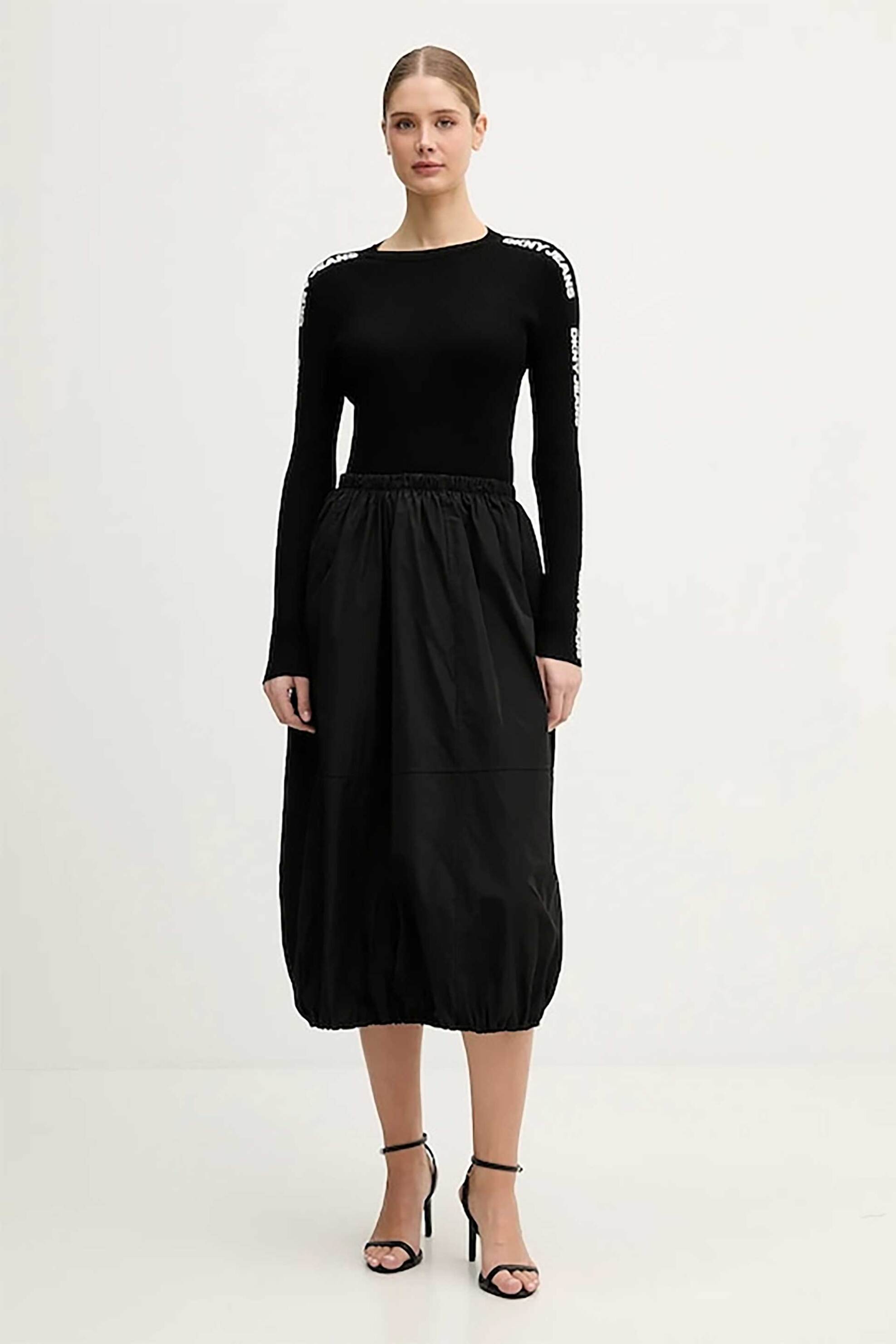 DKNY γυναικείο πουλόβερ με all-over logo print ribbed - DJ6R0104 Μαύρο φωτογραφία