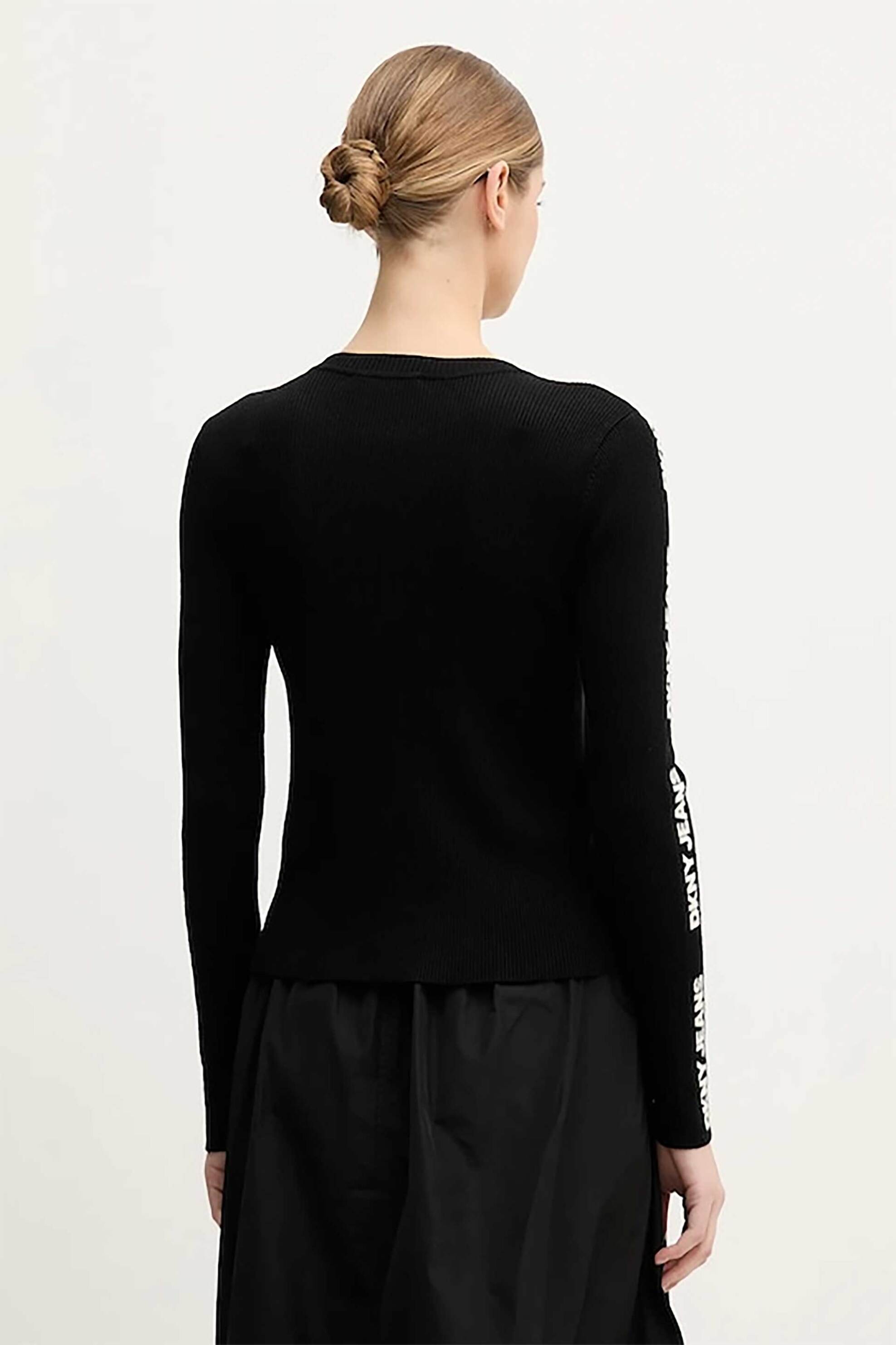 DKNY γυναικείο πουλόβερ με all-over logo print ribbed - DJ6R0104 Μαύρο φωτογραφία
