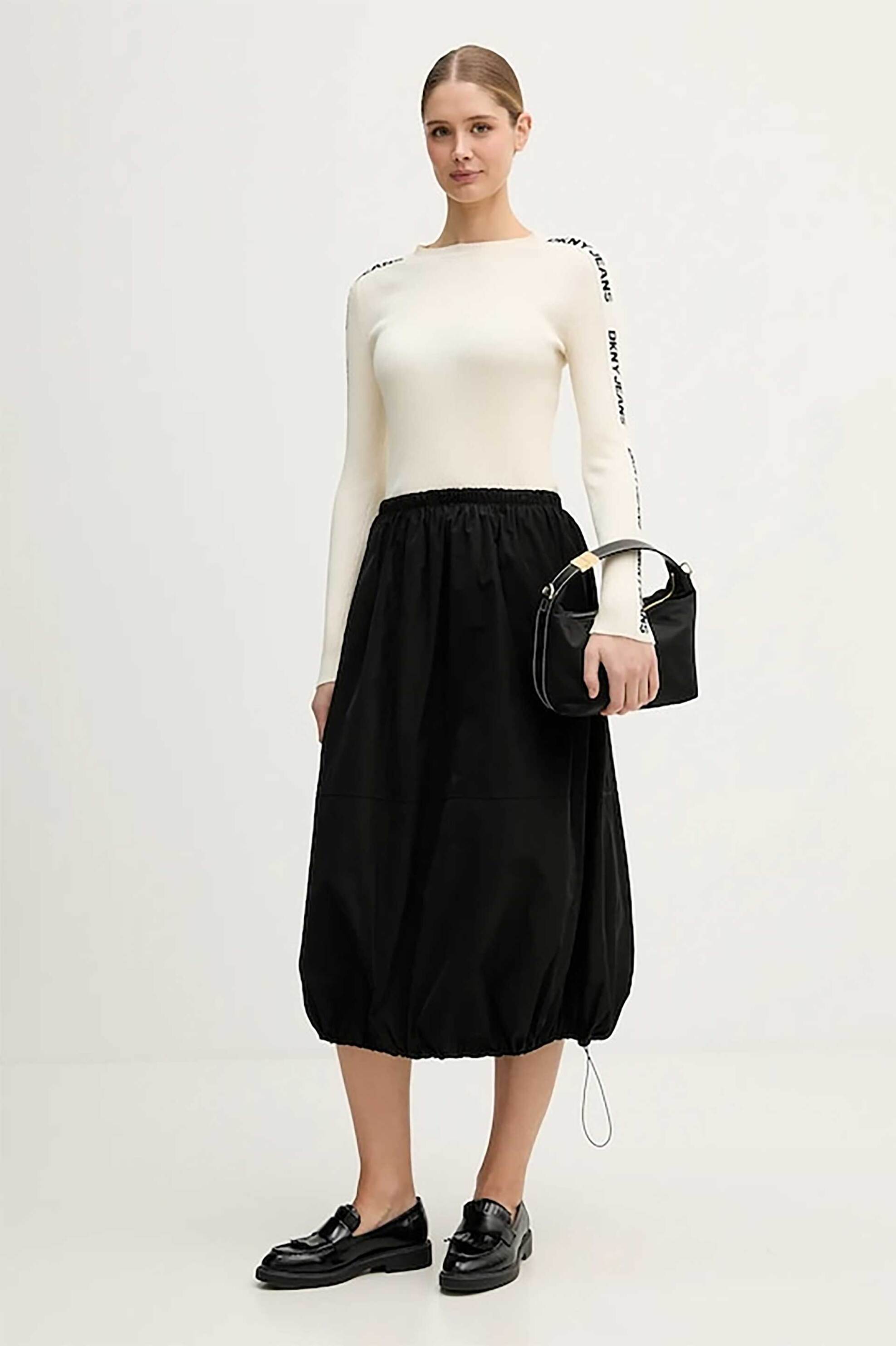 DKNY γυναικείο πουλόβερ με all-over logo print ribbed - DJ6R0104 Εκρού φωτογραφία