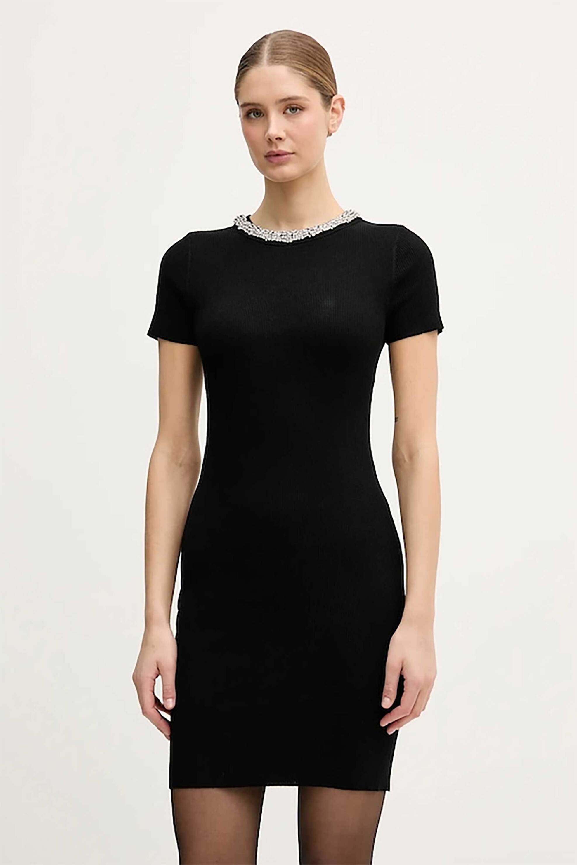 DKNY γυναικείο mini φόρεμα με στρας Slim Fit - DJ6R0999 Μαύρο