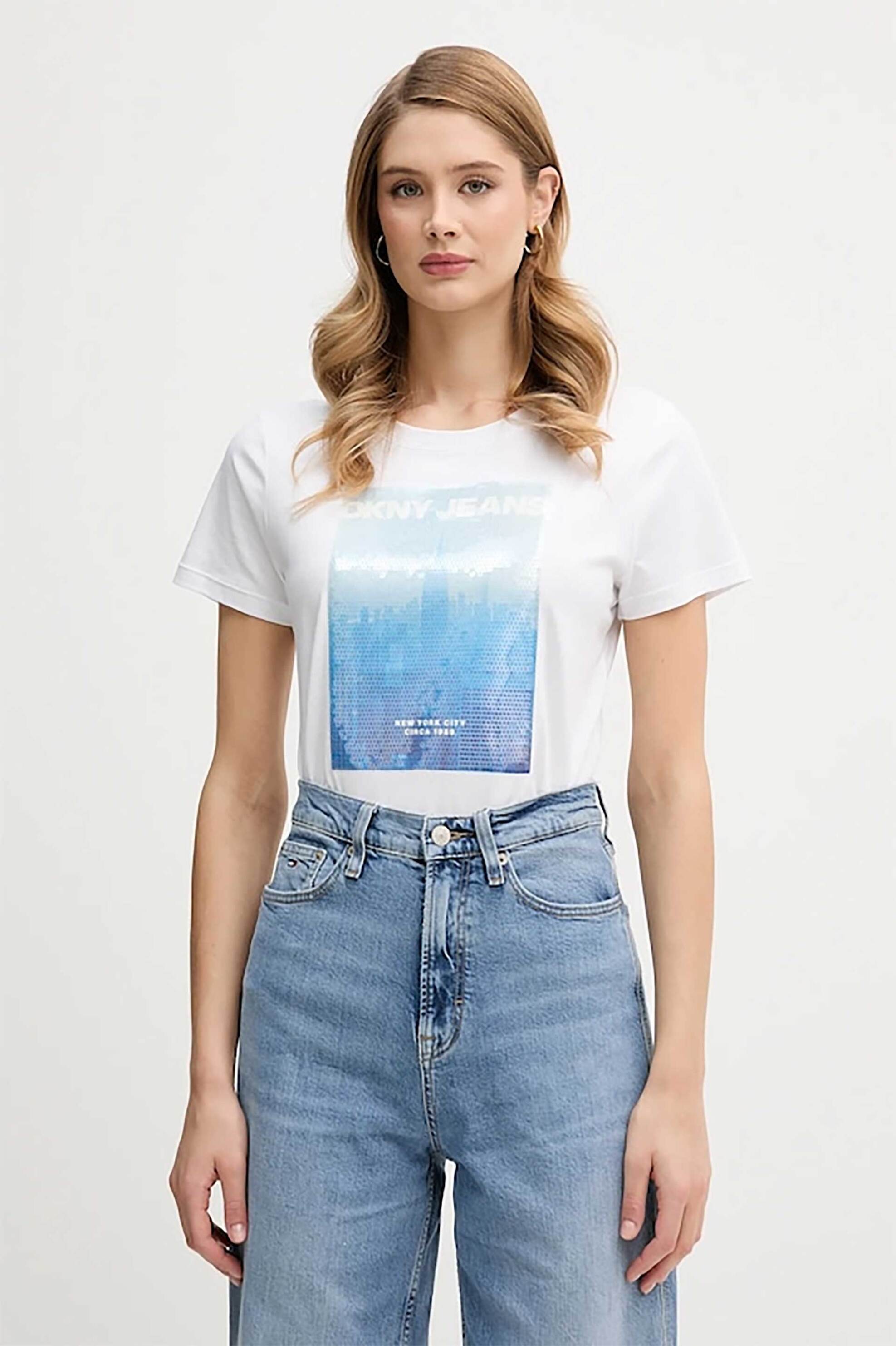 DKNY γυναικείο T-shirt με graphic print - DJ6T1693 Λευκό