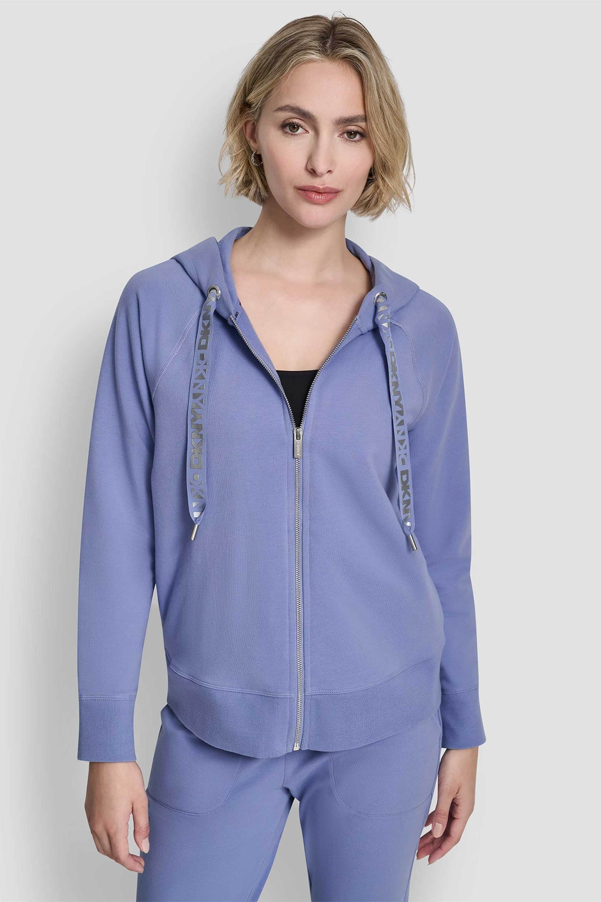 DKNY DKNY γυναικεία ζακέτα φούτερ με κουκούλα και ρυθμιζόμενο κορδόνι με λογότυπο - DP6J9510 Μπλε