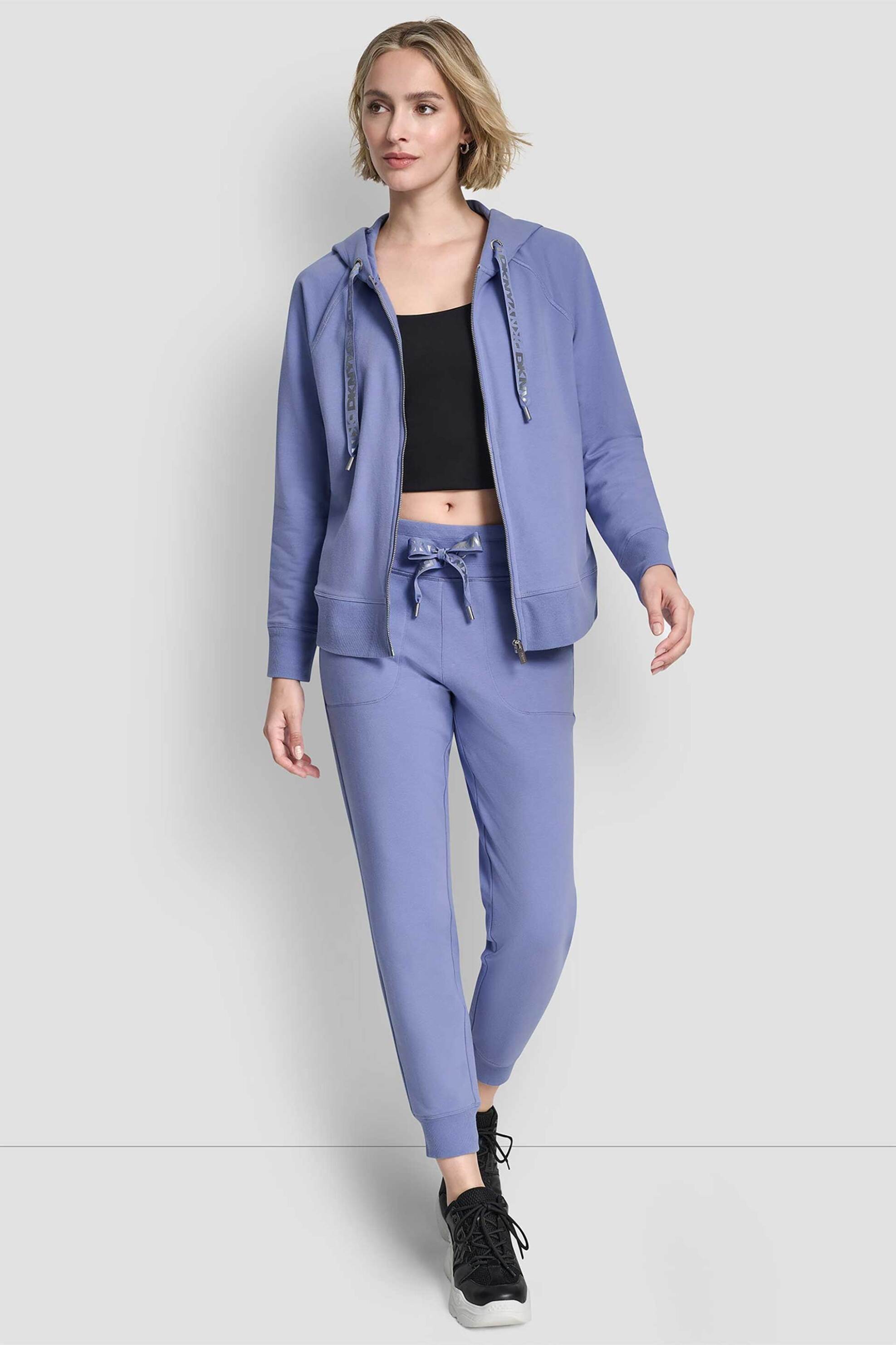 DKNY γυναικεία ζακέτα φούτερ με κουκούλα και ρυθμιζόμενο κορδόνι με λογότυπο - DP6J9510 Μπλε φωτογραφία