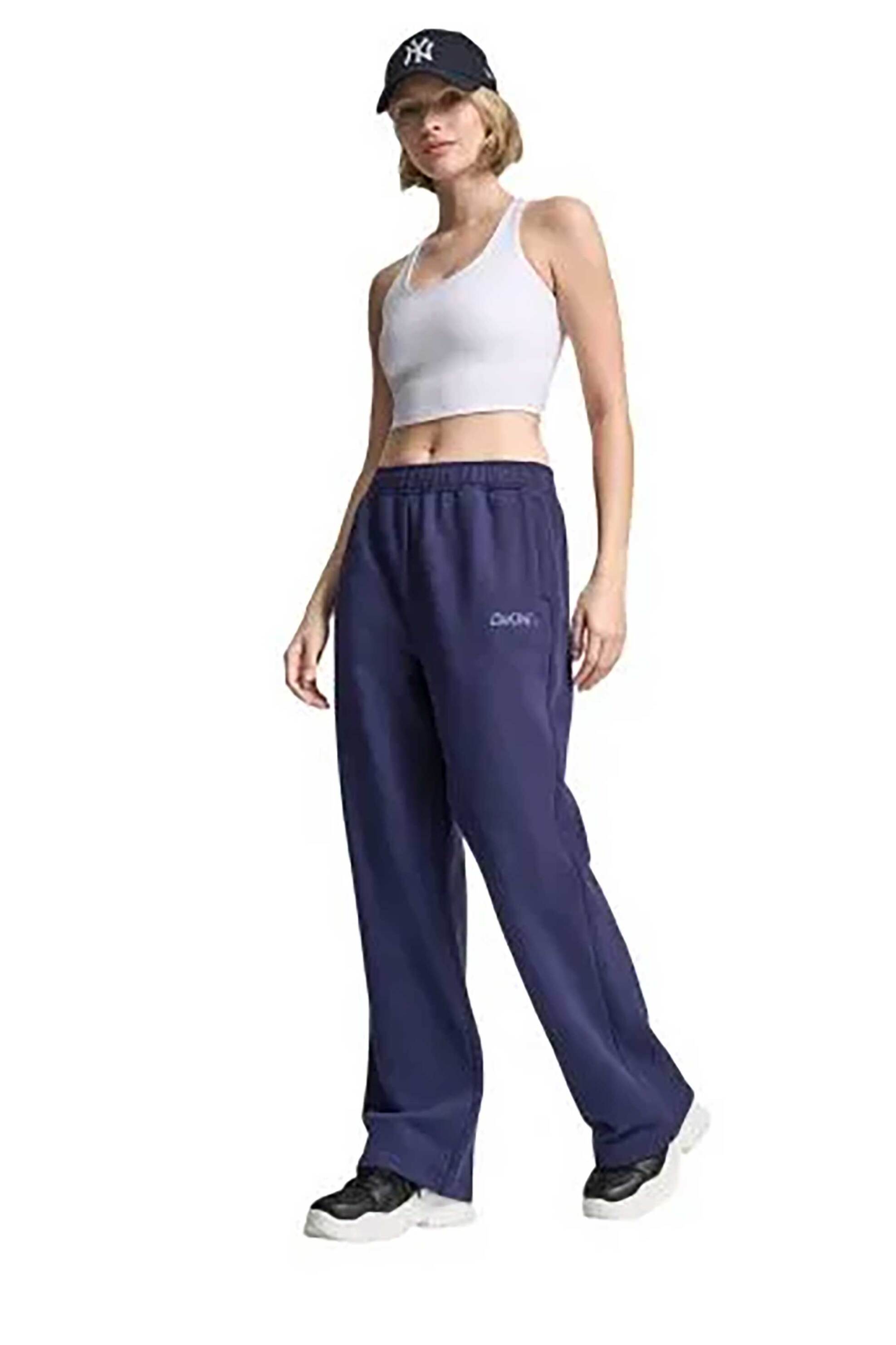 DKNY γυναικείο παντελόνι φόρμας με logo print μονόχρωμο - DP6P3795 Σκούρο Μπλε