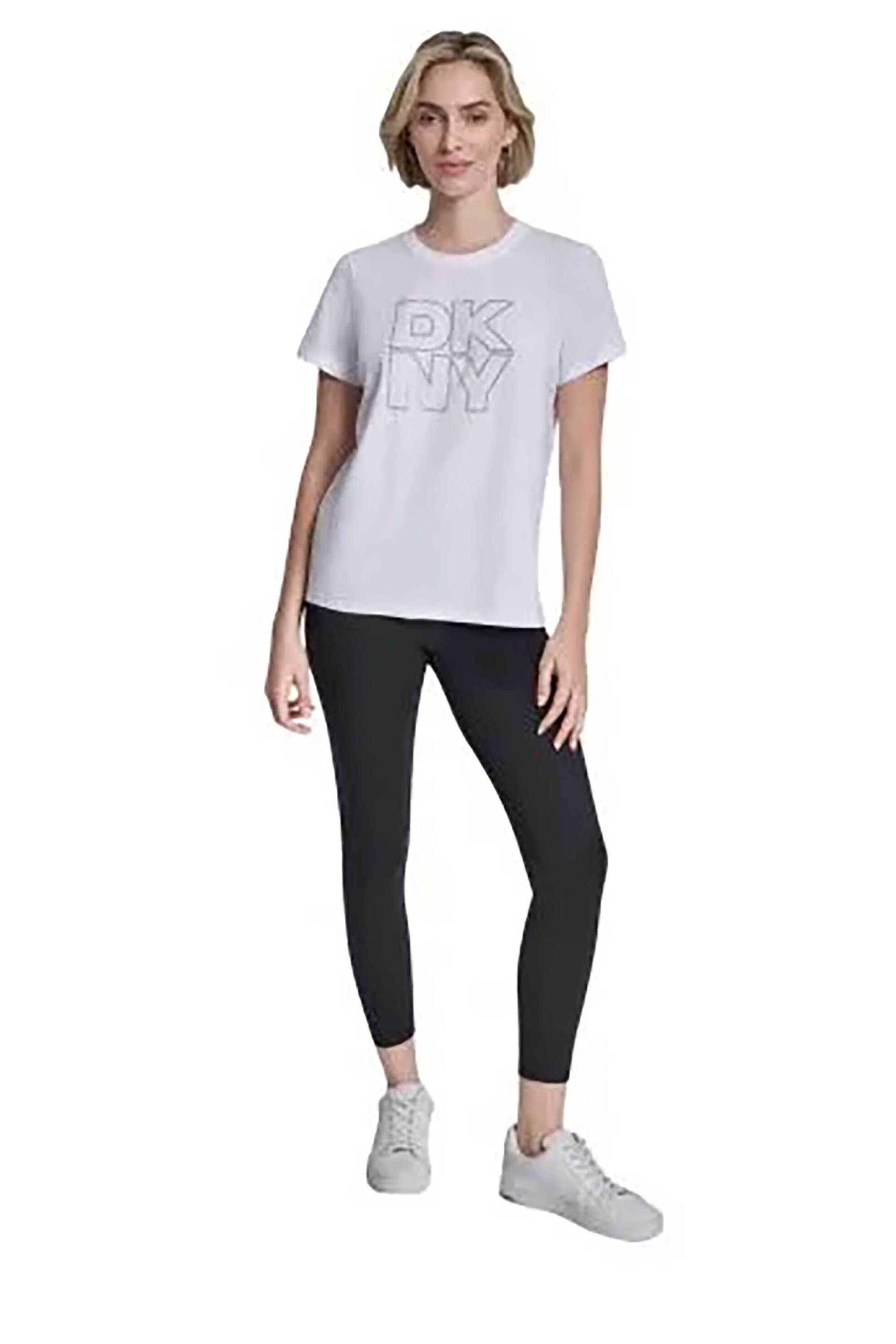 DKNY DKNY γυναικείο T-shirt με logo print απο στρας - DP6T1533 Λευκό - 2