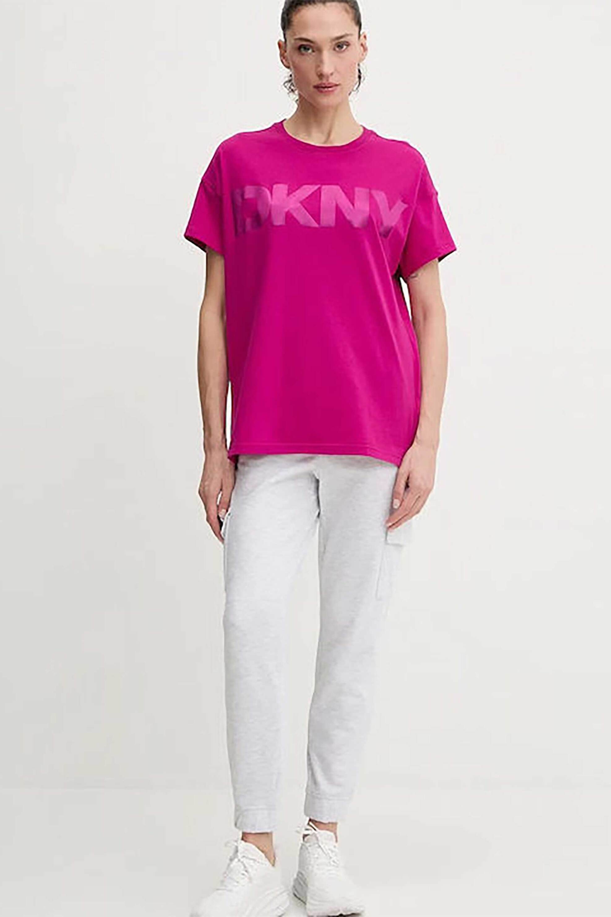 DKNY DKNY γυναικείο T-shirt με ανάγλυφο λογότυπο - DP6T1534 Φούξια - 2