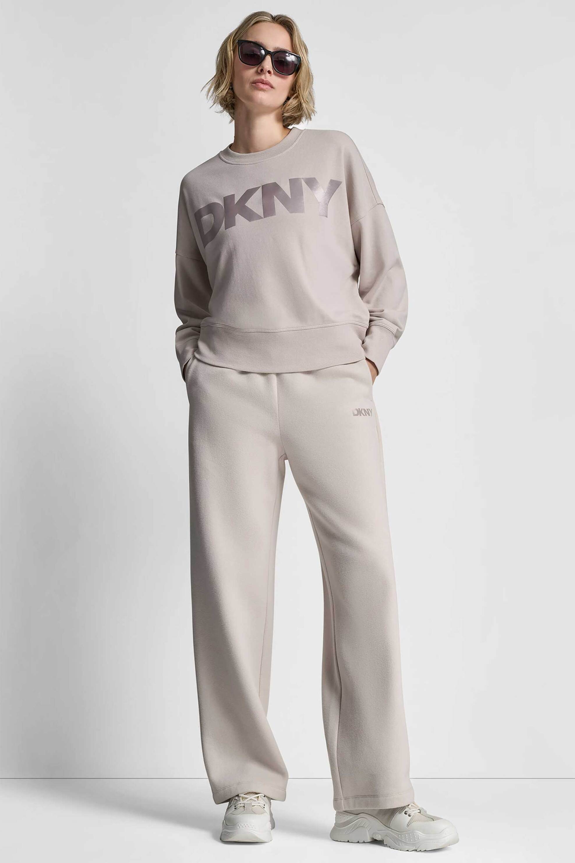 DKNY γυναικεία μπλούζα φούτερ με ανάγλυφο λογότυπο - DP6T1561 Εκρού φωτογραφία
