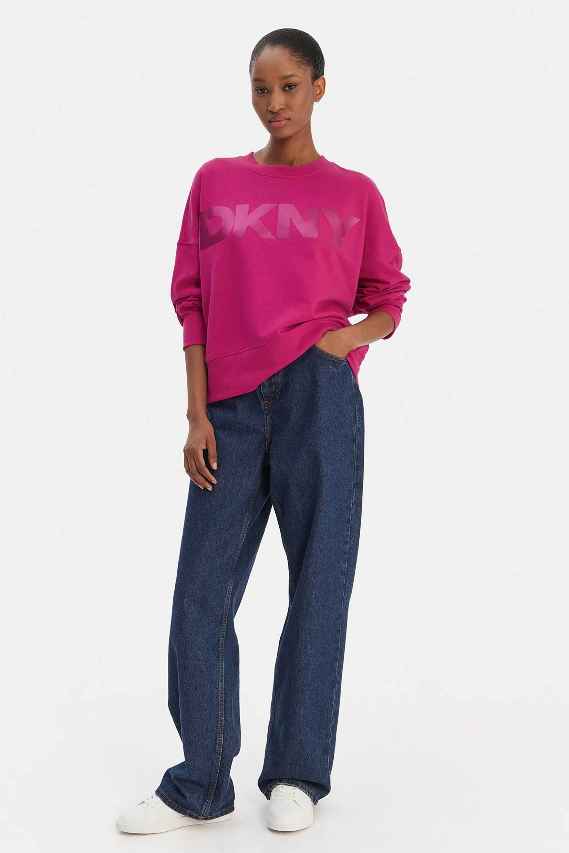 DKNY γυναικεία μπλούζα φούτερ με ανάγλυφο λογότυπο - DP6T1561 Φούξια φωτογραφία