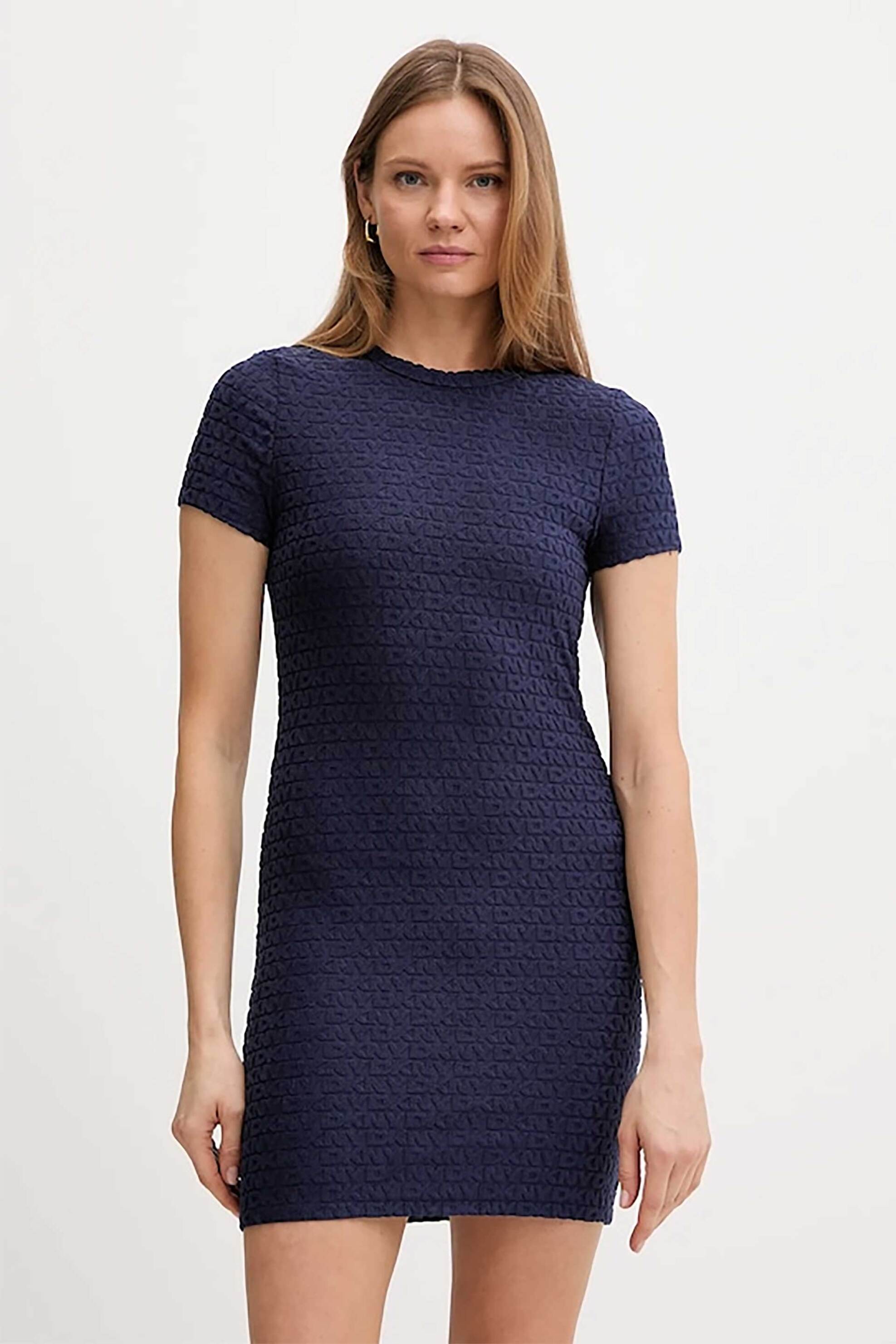 DKNY γυναικείο mini φόρεμα με ανάγλυφο logo print Slim Fit - DJ6D9168 Σκούρο Μπλε