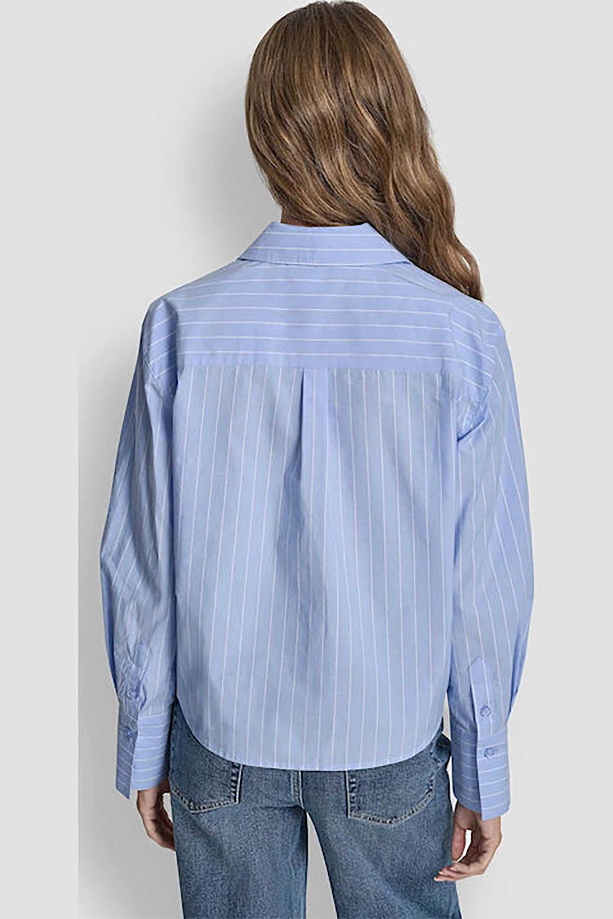 DKNY DKNY γυναικείο πουκάμισο με ριγέ σχέδιο και λαμπερή όψη - DJ6W2204 Γαλάζιο - 4
