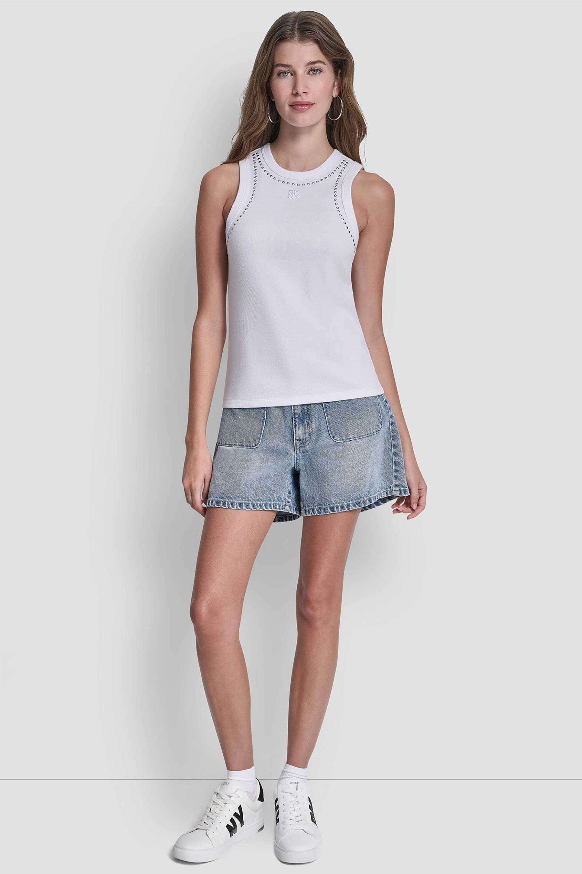 DKNY DKNY γυναικεία αμάνικη μπλούζα με τρούκς - DJ5T1694 Λευκό - 3