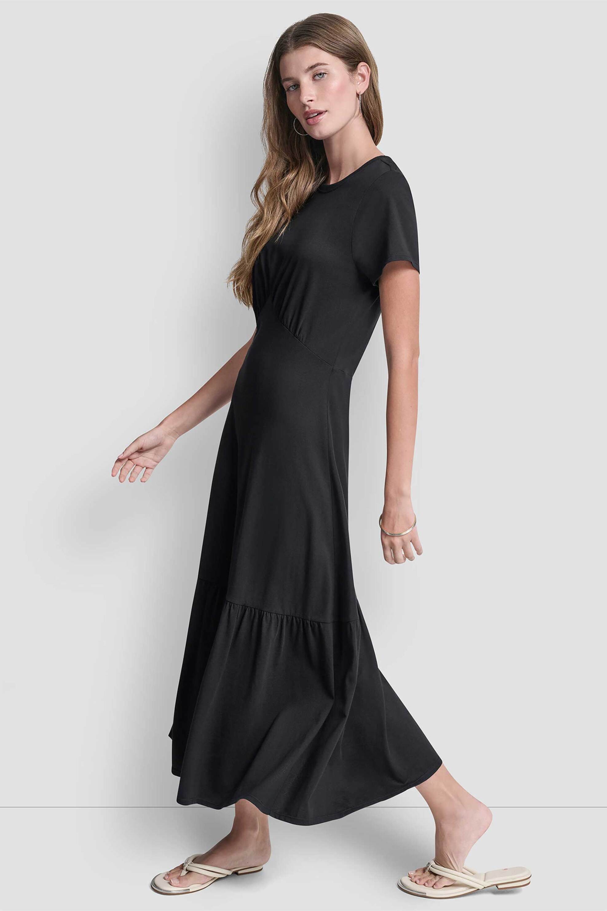 DKNY γυναικείο midi φόρεμα μονόχρωμο - DJ6D9175 Μαύρο