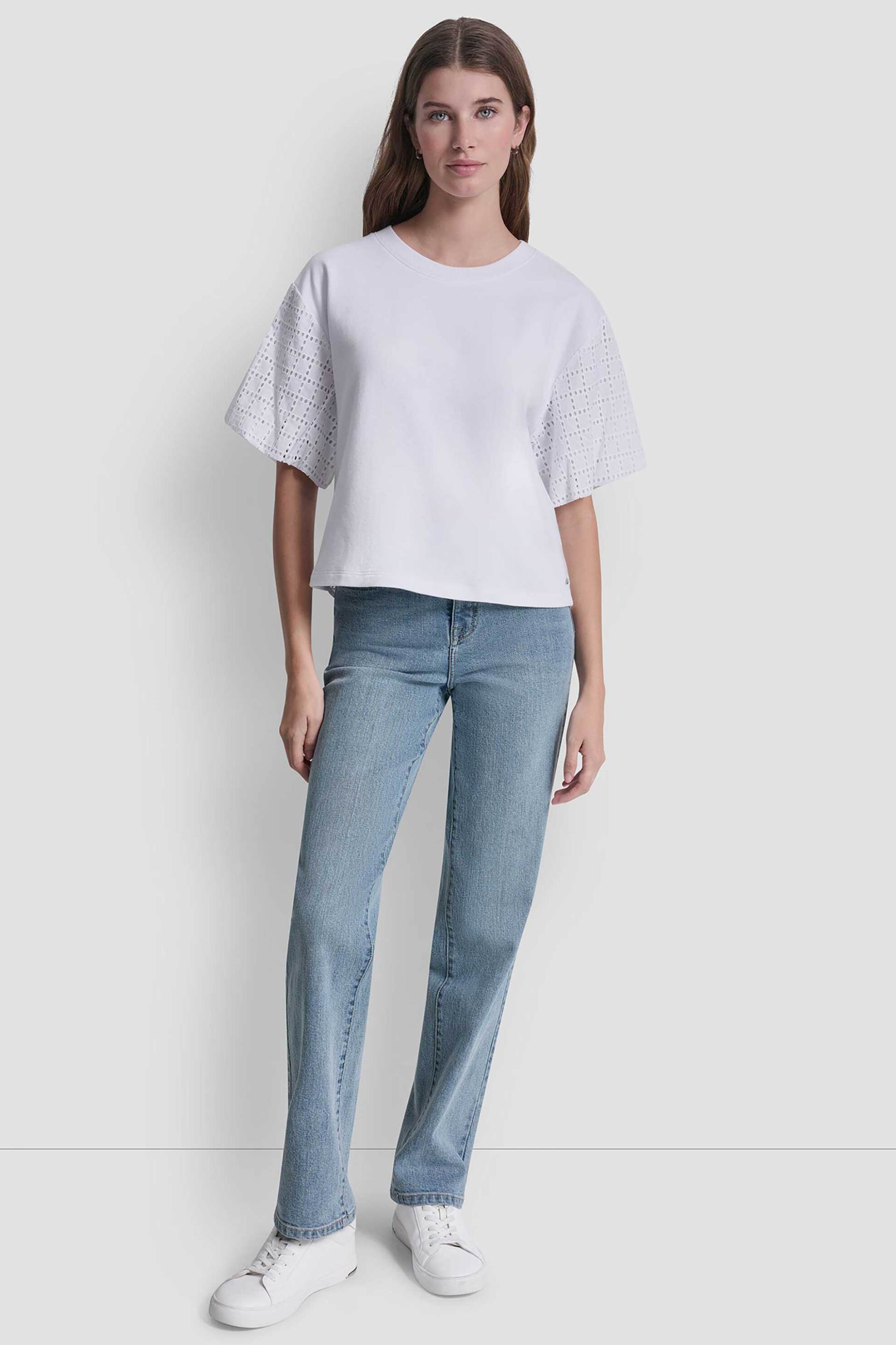 DKNY DKNY γυναικεία μπλούζα με διάτρητο σχέδιο - DJ6T1731 Λευκό - 2