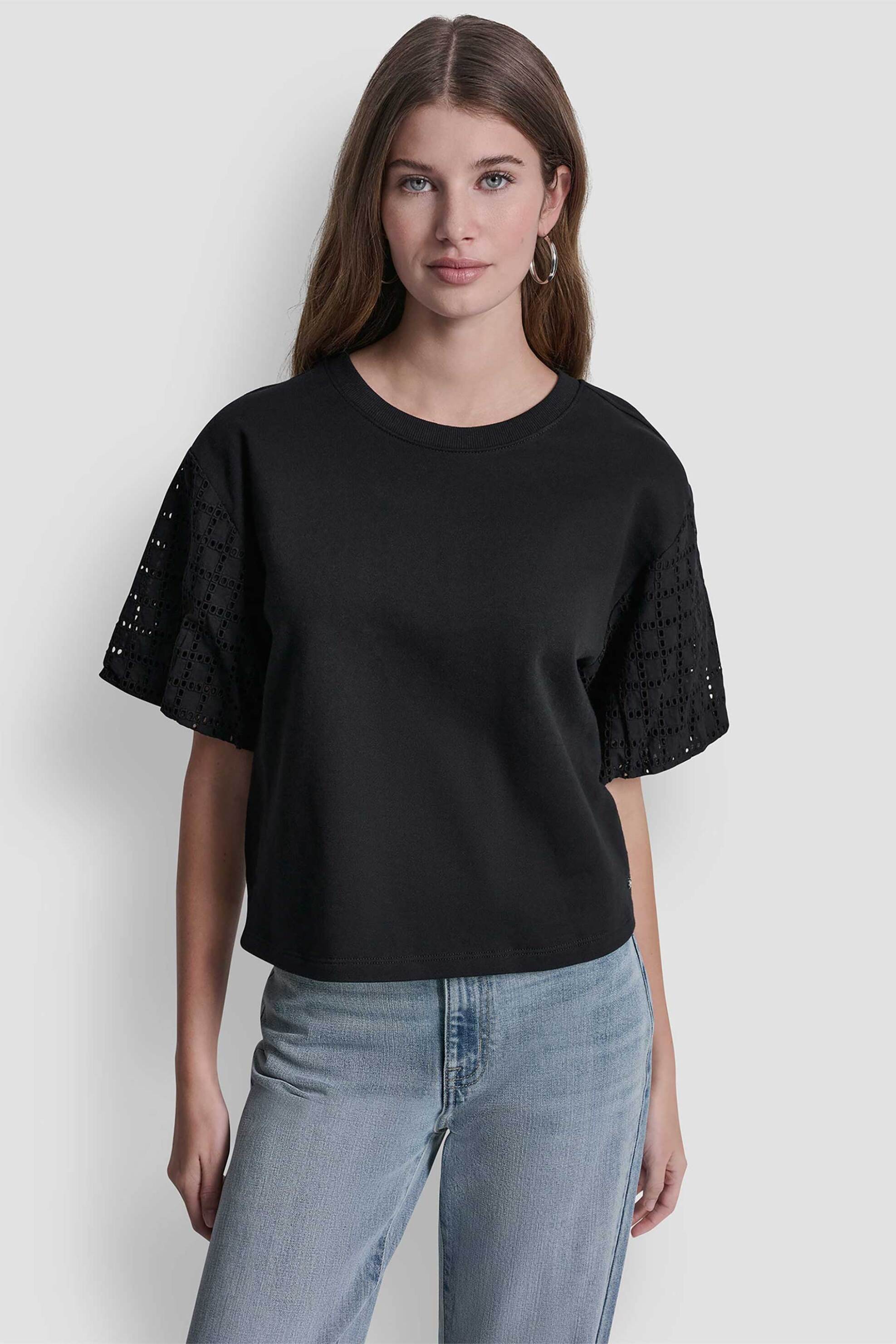 DKNY γυναικεία μπλούζα με διάτρητο σχέδιο - DJ6T1731 Μαύρο
