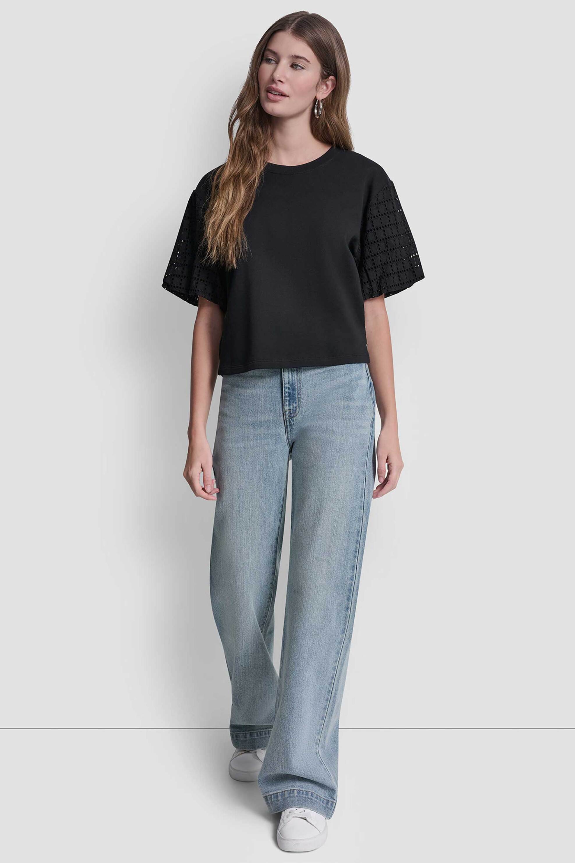 DKNY DKNY γυναικεία μπλούζα με διάτρητο σχέδιο - DJ6T1731 Μαύρο - 2