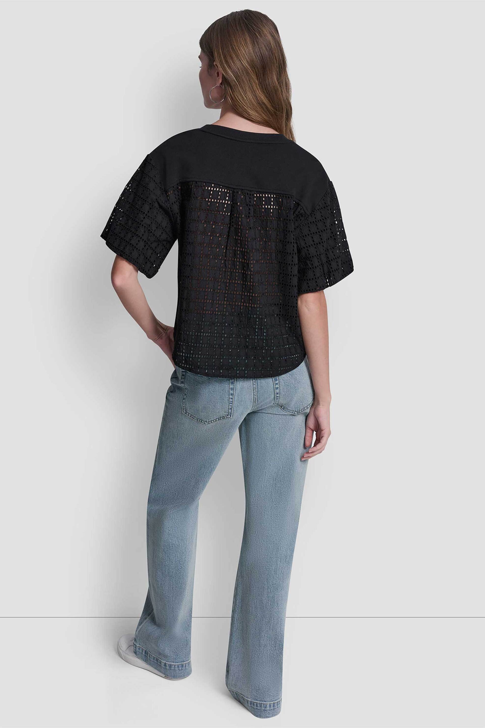 Dkny Γυναικεία Μπλούζα με Διάτρητο Σχέδιο - Dj6T1731 Μαύρο