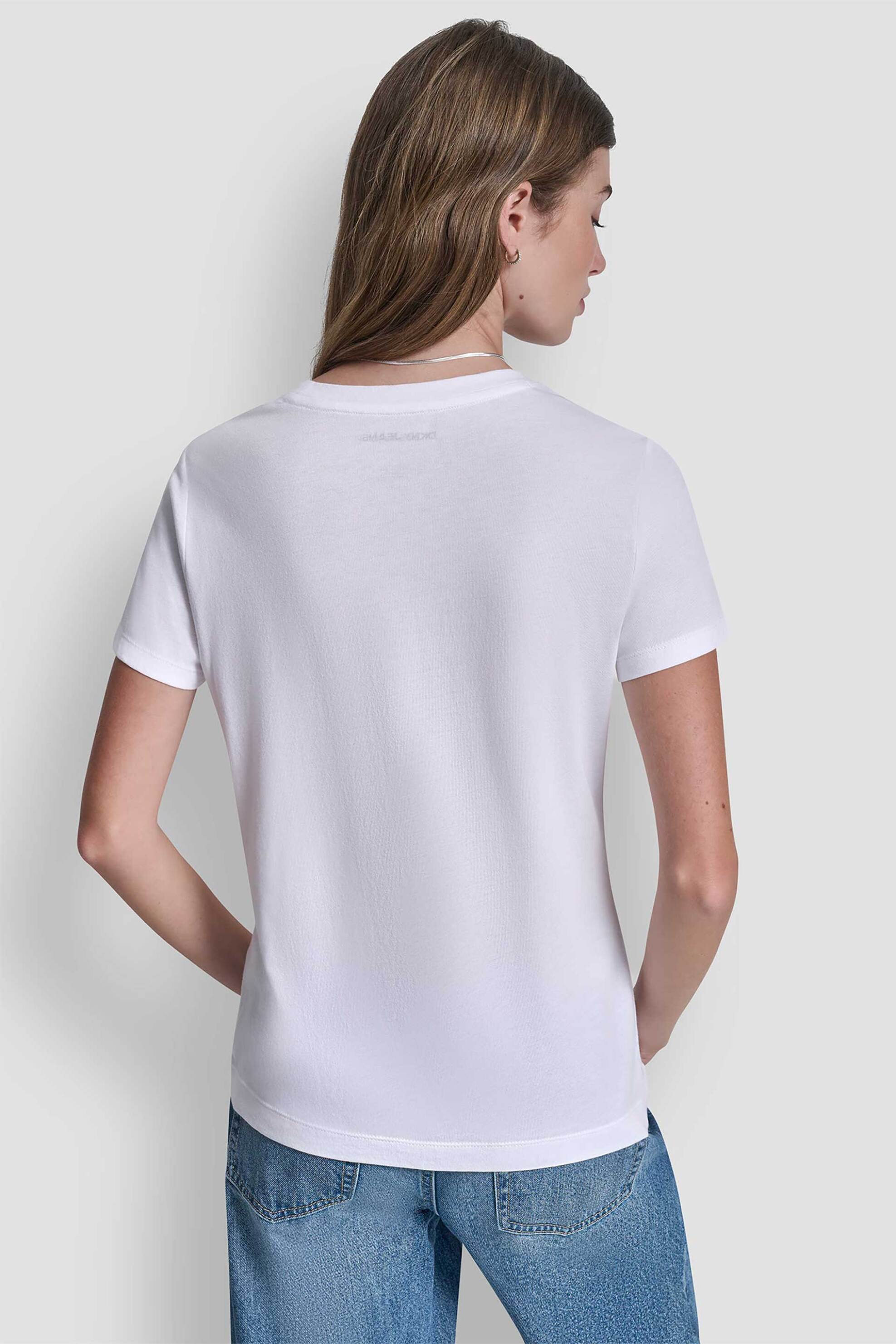 Dkny Γυναικείο T-Shirt με Logo Print Απο Στρας - Dj6T1746 Λευκό