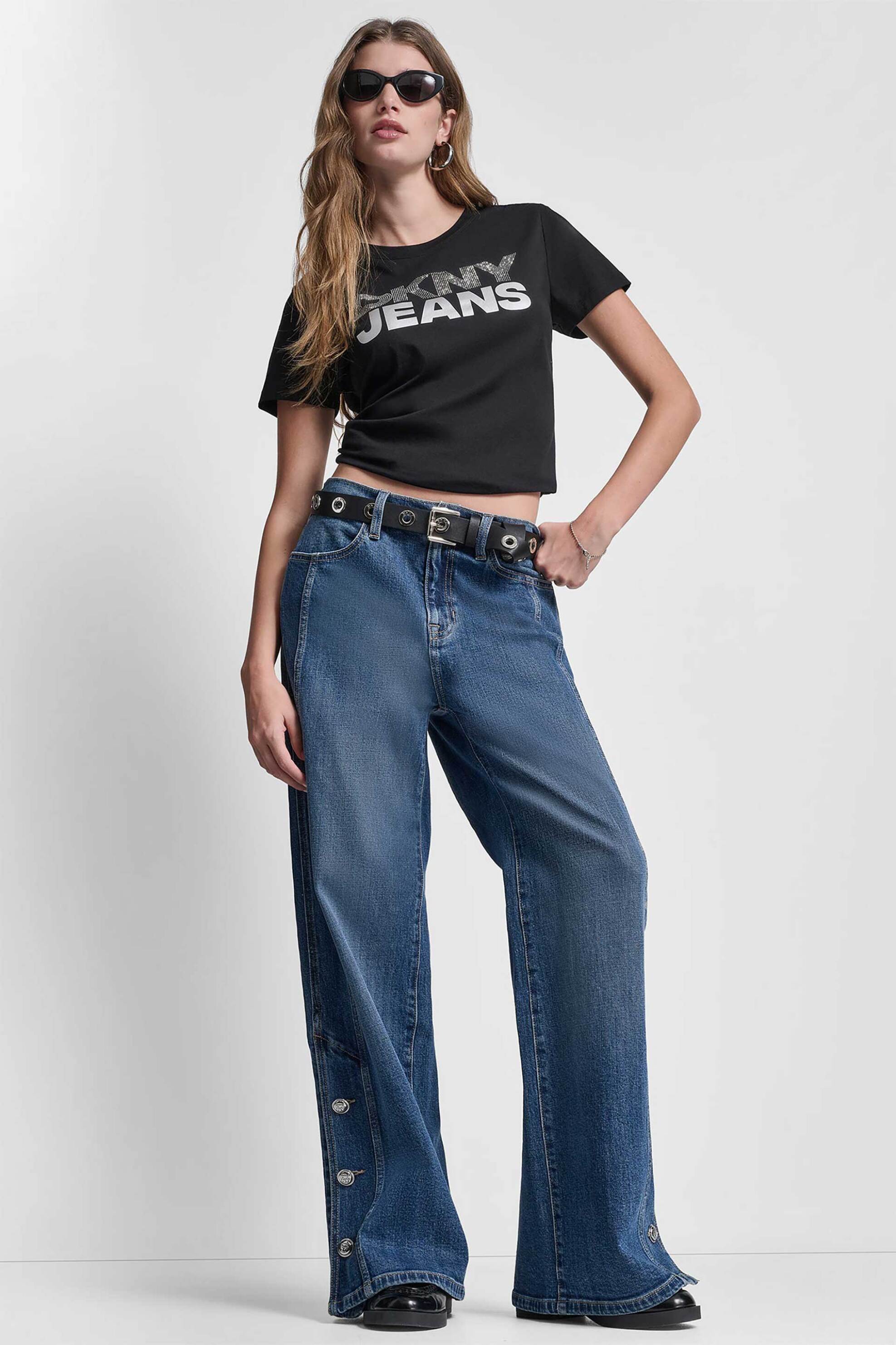DKNY DKNY γυναικείο T-shirt με logo print απο στρας - DJ6T1746 Μαύρο - 2