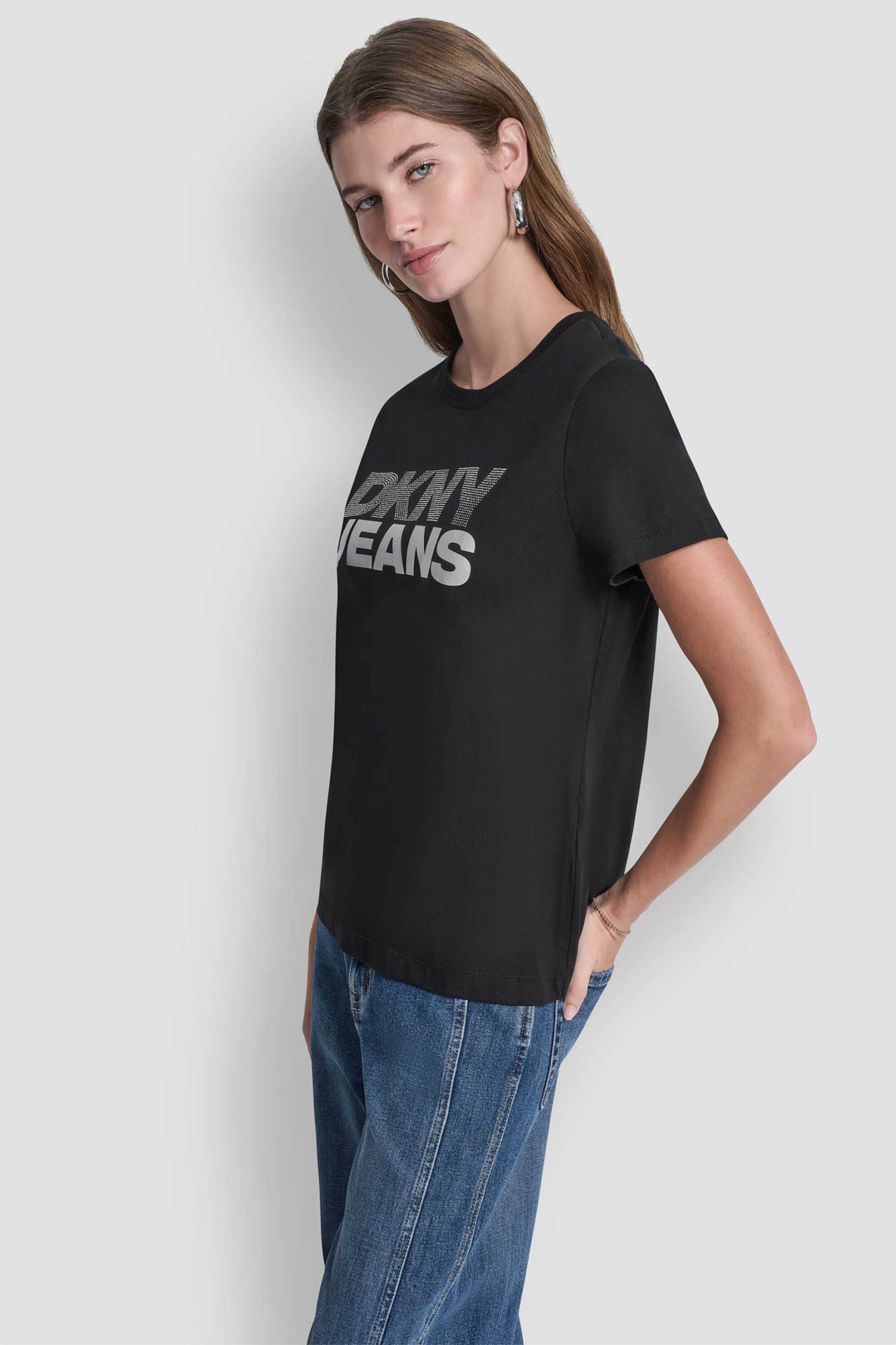 DKNY DKNY γυναικείο T-shirt με logo print απο στρας - DJ6T1746 Μαύρο - 3