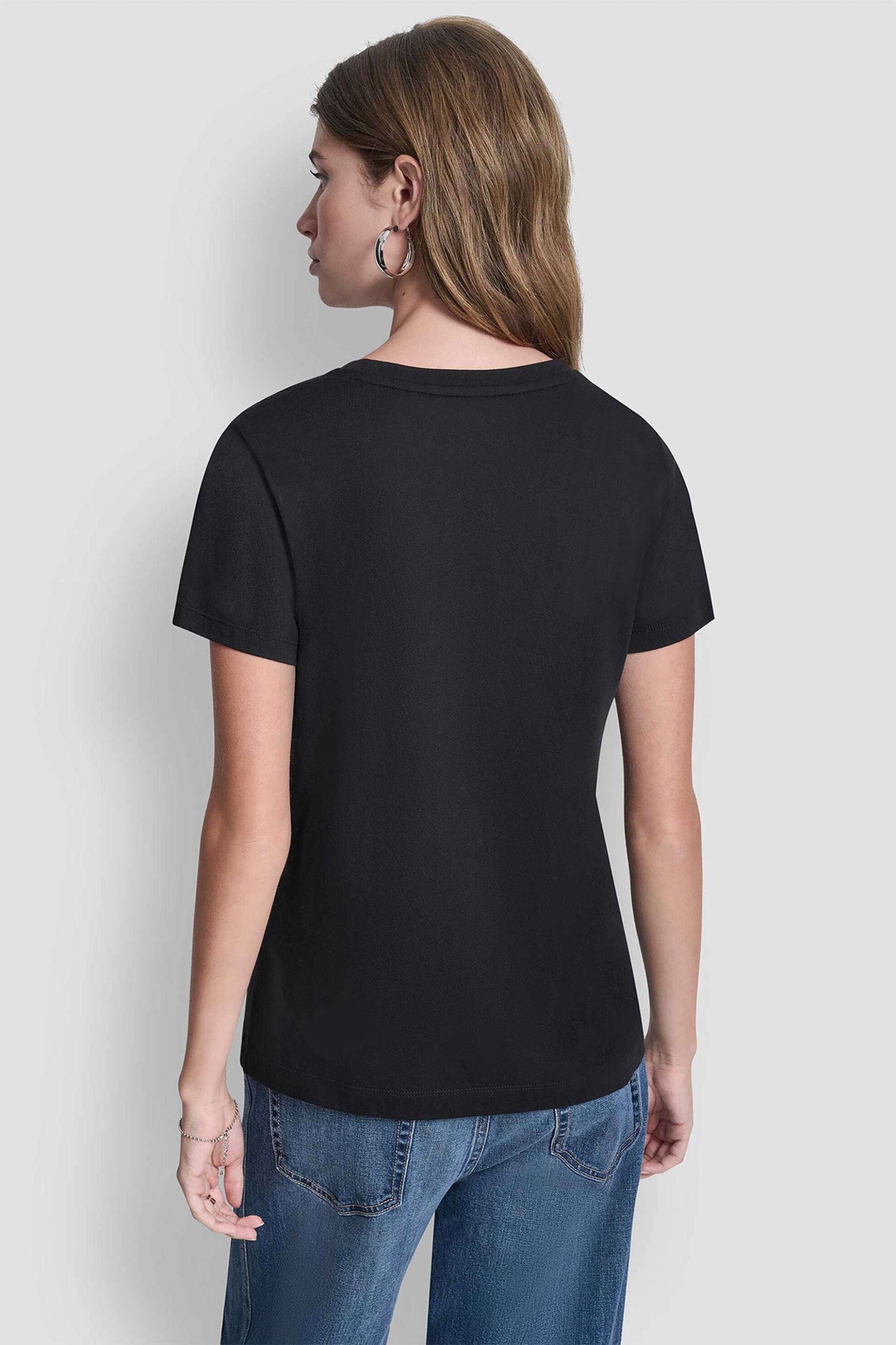 Dkny Γυναικείο T-Shirt με Logo Print Απο Στρας - Dj6T1746 Μαύρο