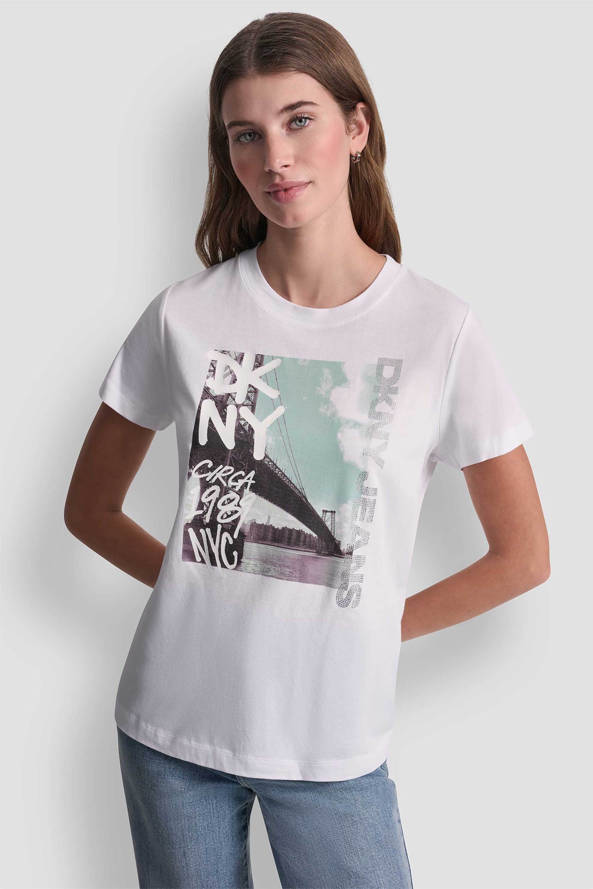 DKNY γυναικείο T-shirt "Grafiti Tee" - DJ6T1750 Λευκό
