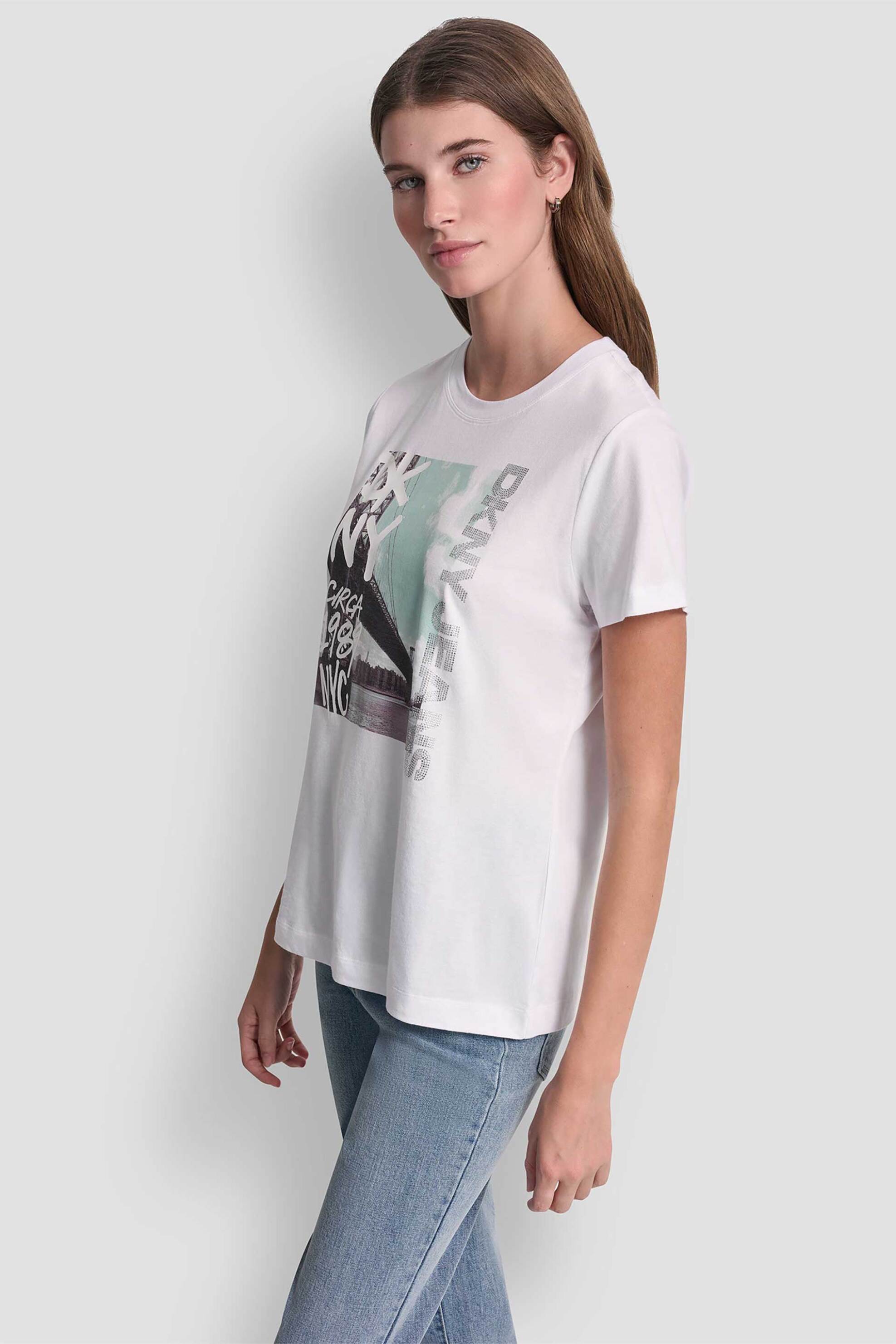 DKNY DKNY γυναικείο T-shirt "Grafiti Tee" - DJ6T1750 Λευκό - 3