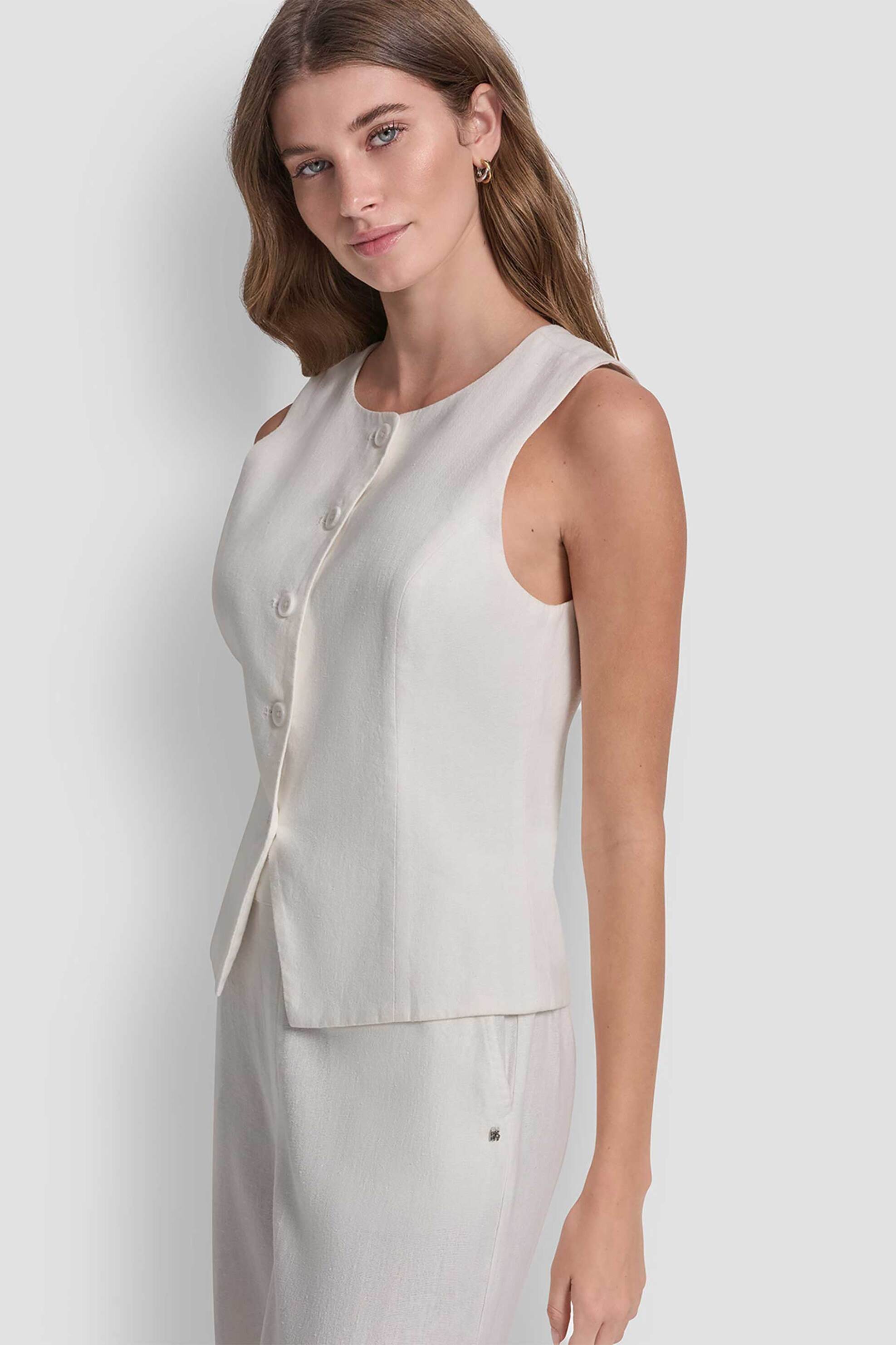 DKNY DKNY γυναικείο γιλέκο μονόρωμο - DJ6V7011 Λευκό - 2