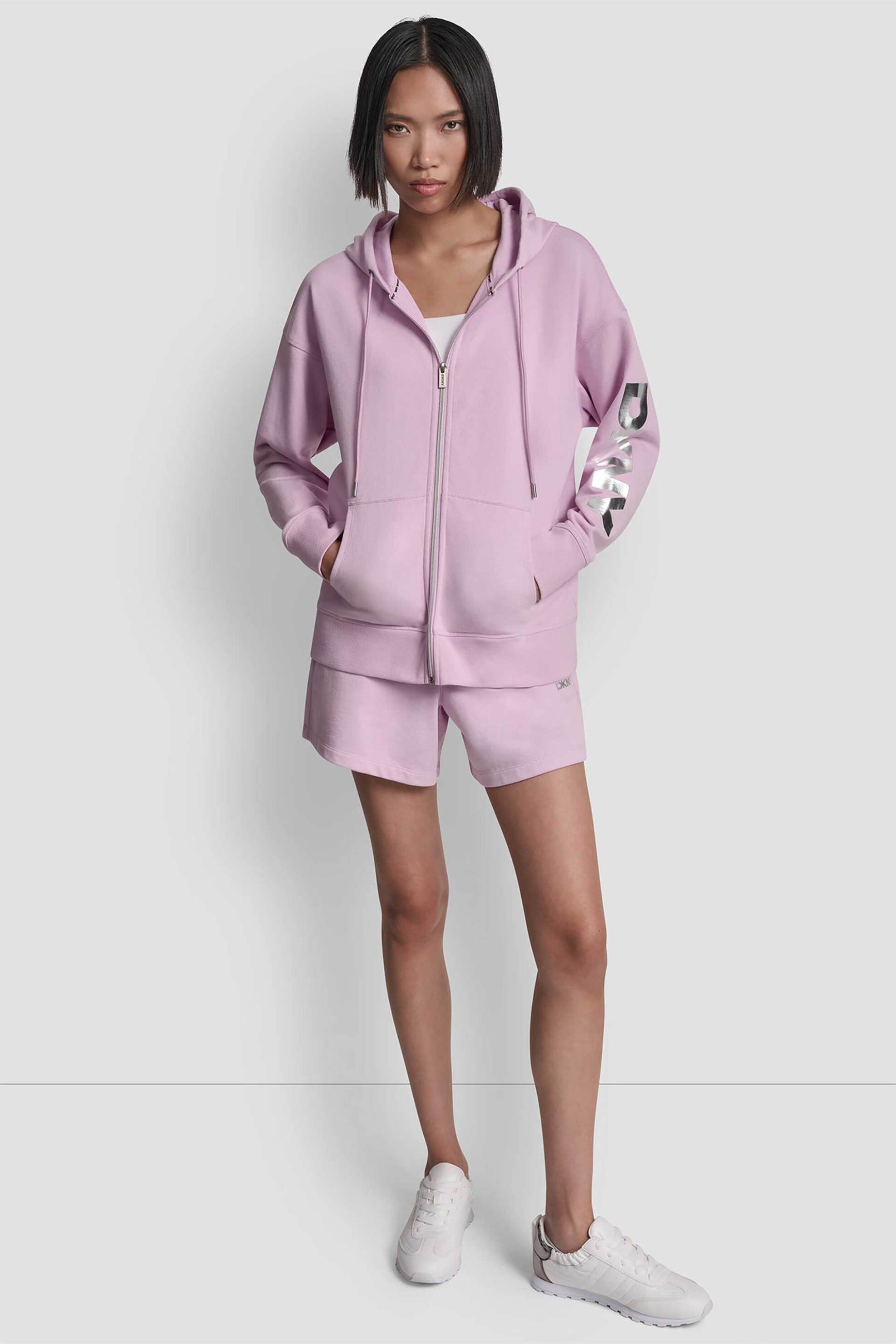 DKNY DKNY γυναικεία ζακέτα φούτερ με κουκούλα και λογότυπο - DP6J9715 Λιλά - 2
