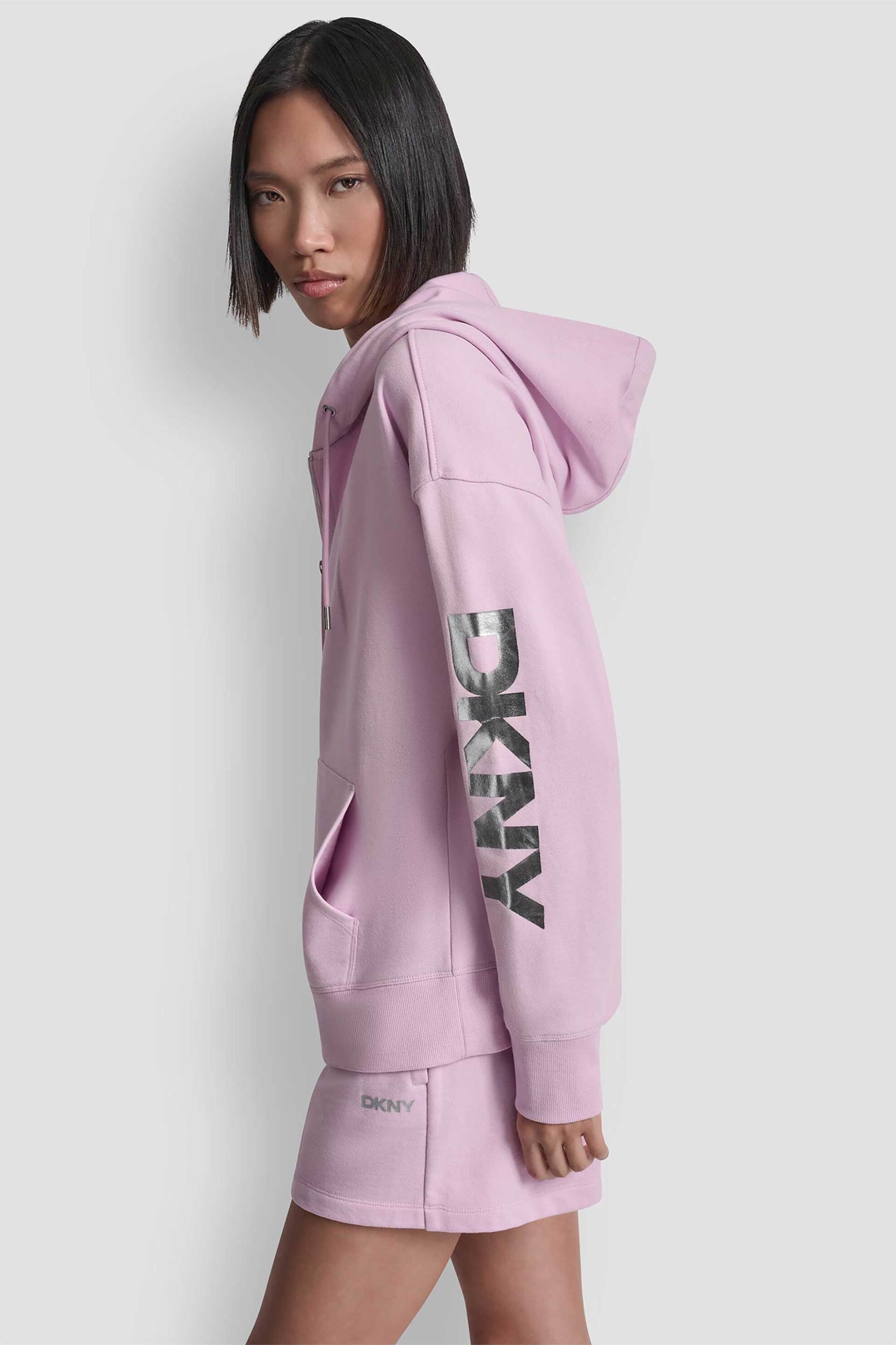 DKNY DKNY γυναικεία ζακέτα φούτερ με κουκούλα και λογότυπο - DP6J9715 Λιλά - 3