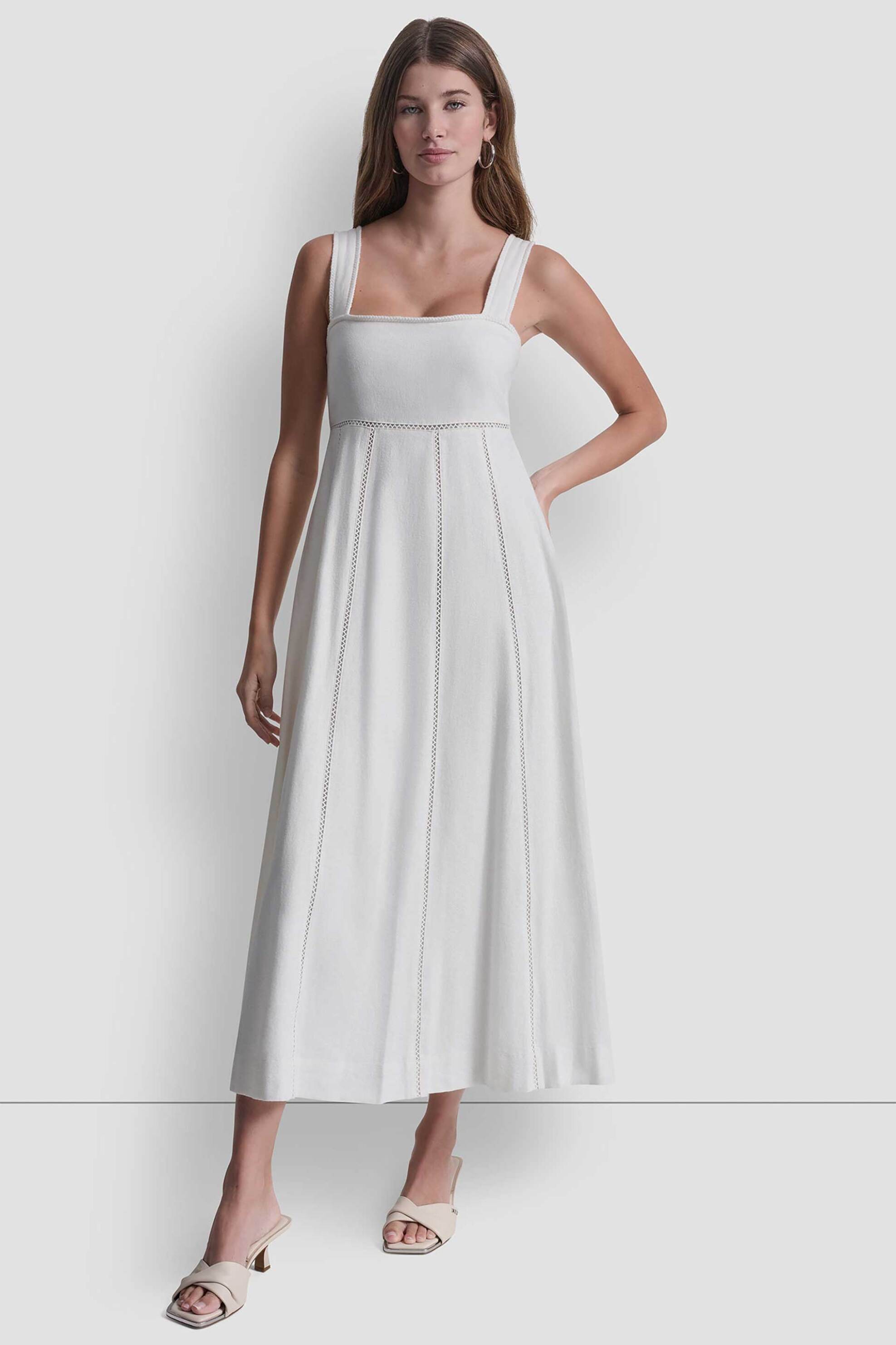 DKNY γυναικείο midi φόρεμα με δέσιμο στην πλάτη - DJ6D9174 Λευκό